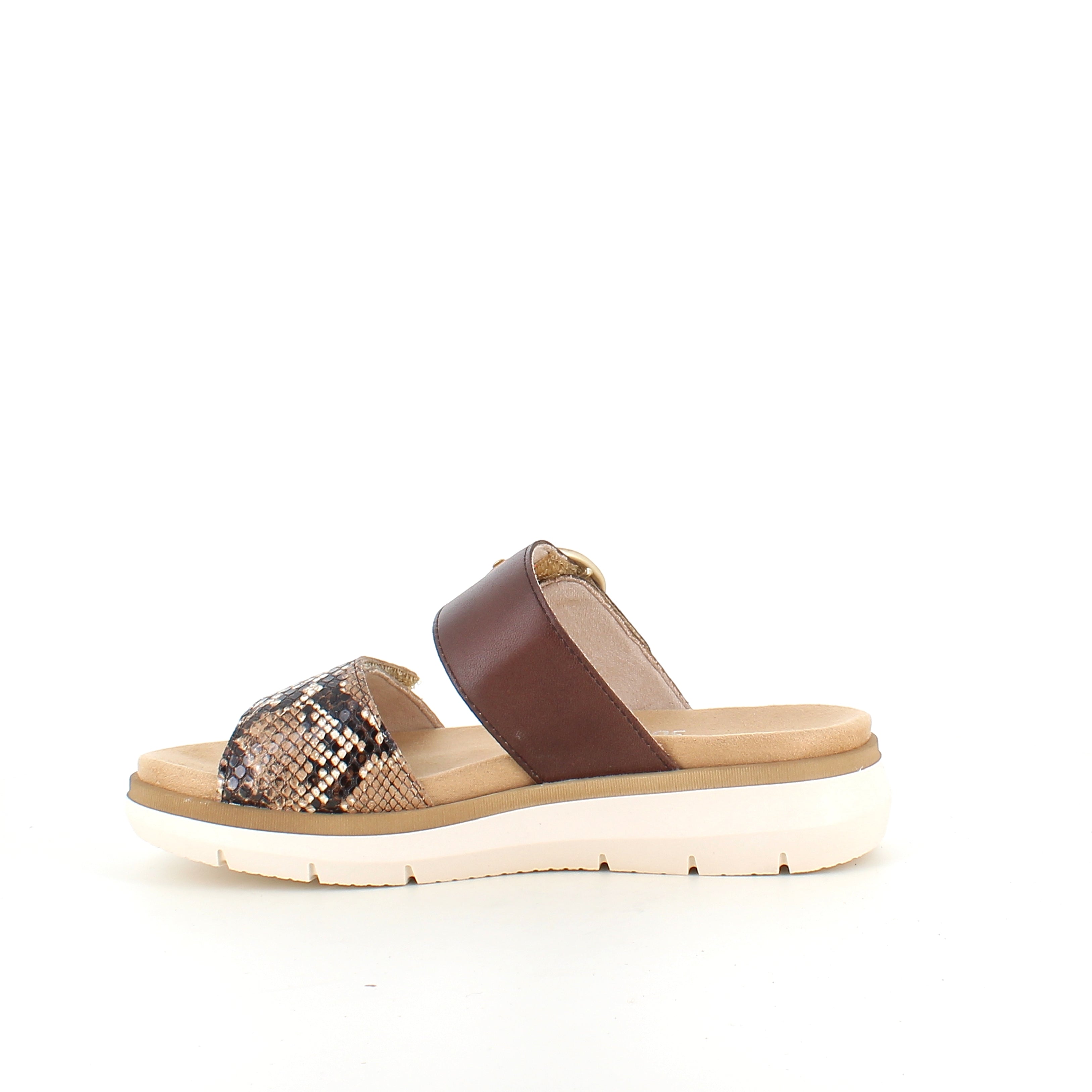 Brun slip-on sandal med slangeskinnsmønster – lett komfort & uttakbar innersåle opptil str. 45