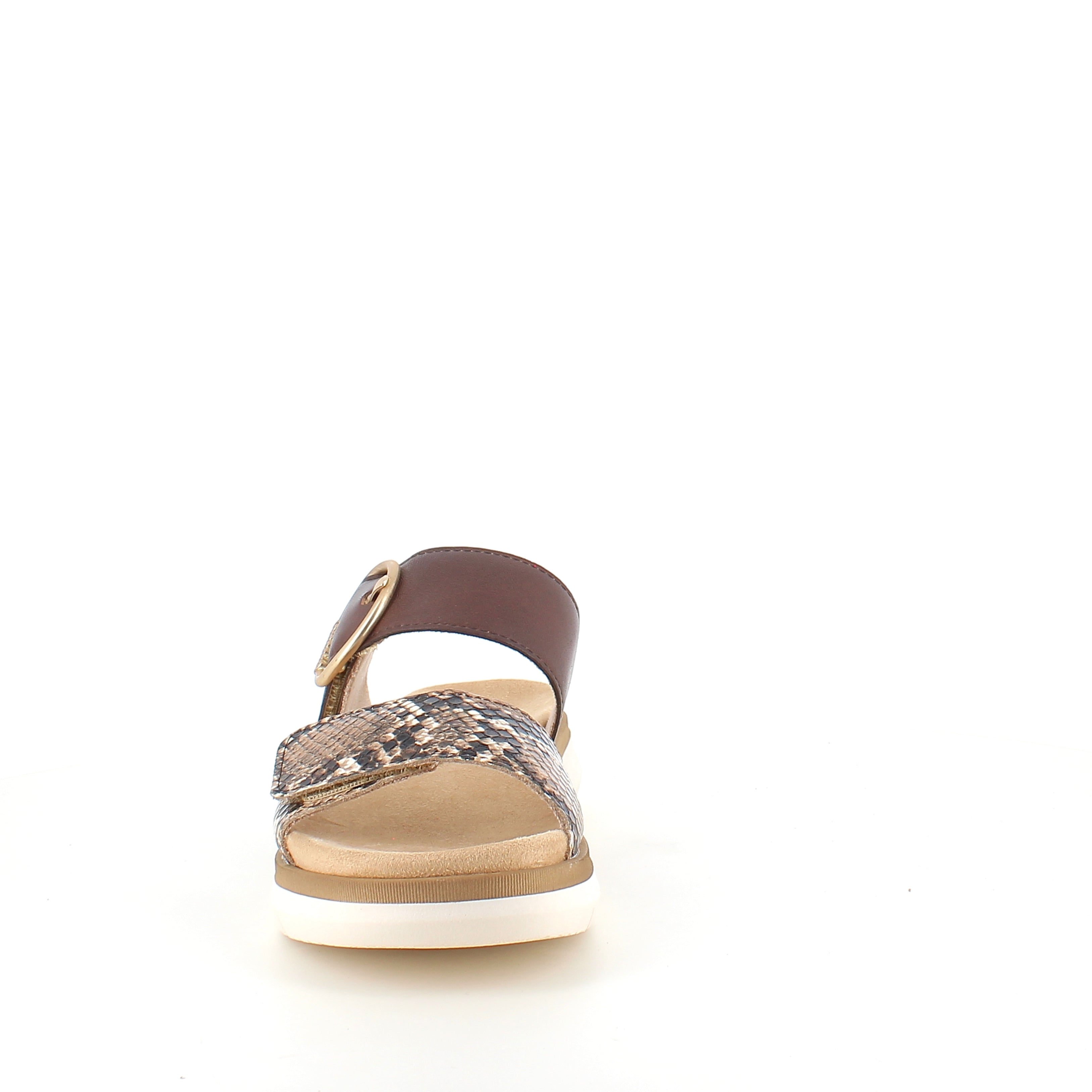 Brun slip-on sandal med slangeskinnsmønster – lett komfort & uttakbar innersåle opptil str. 45