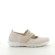 Beige Remonte ballerina med borrelåsrem – lett & støtabsorberende opptil str. 45