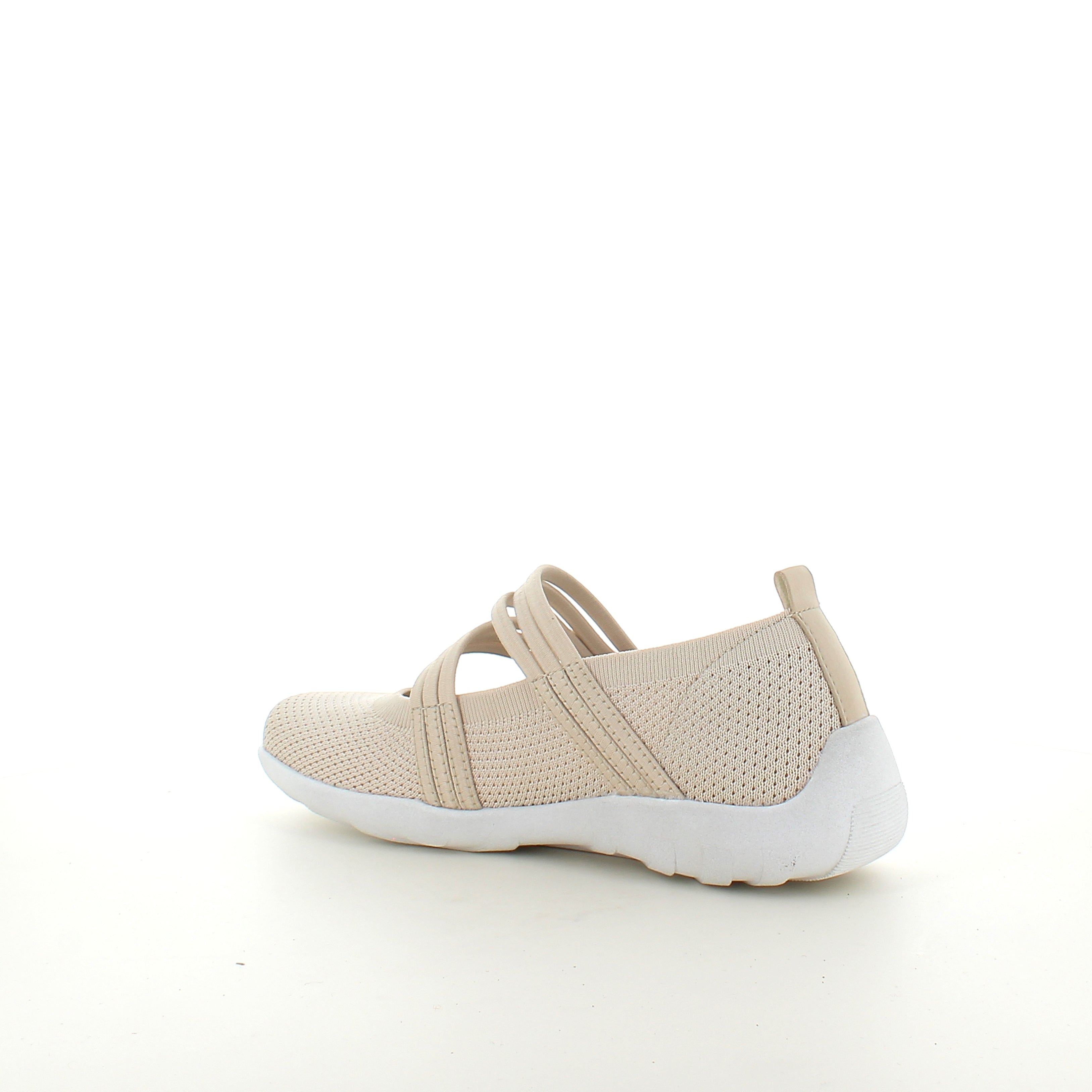 Beige Remonte ballerina med borrelåsrem – lett & støtabsorberende opptil str. 45