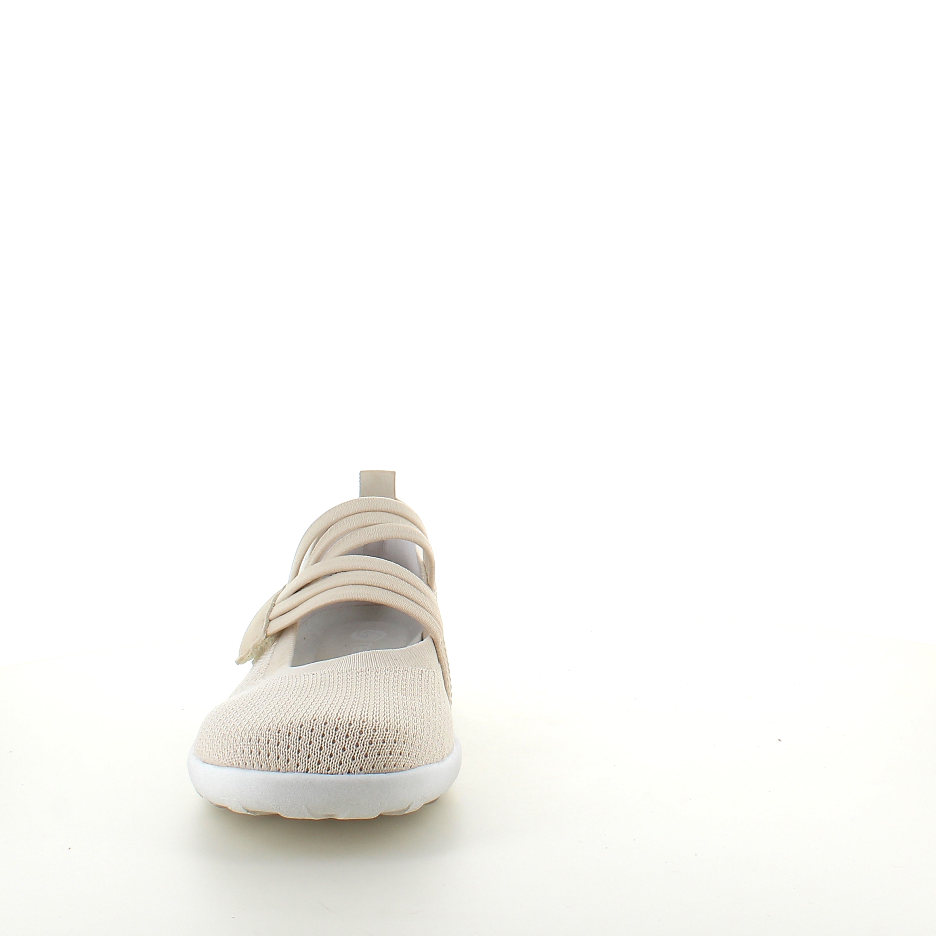 Beige Remonte ballerina med borrelåsrem – lett og støtdempende, opptil str. 45