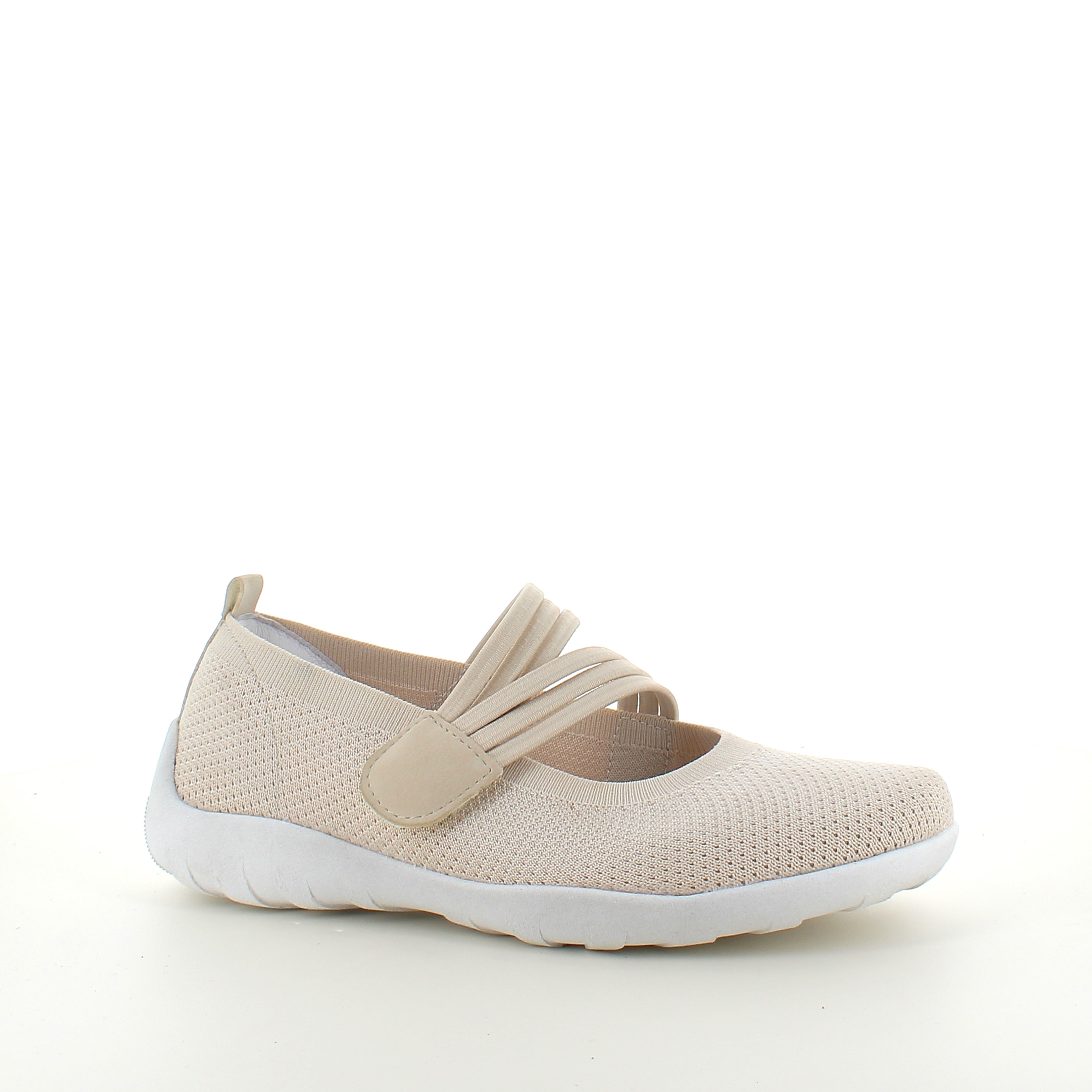 Beige Remonte ballerina med borrelåsrem – lett og støtdempende, opptil str. 45