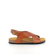 Brun sandal i glatt skinn med kryssremmer & hælrem | Sykepleiebutikk.no