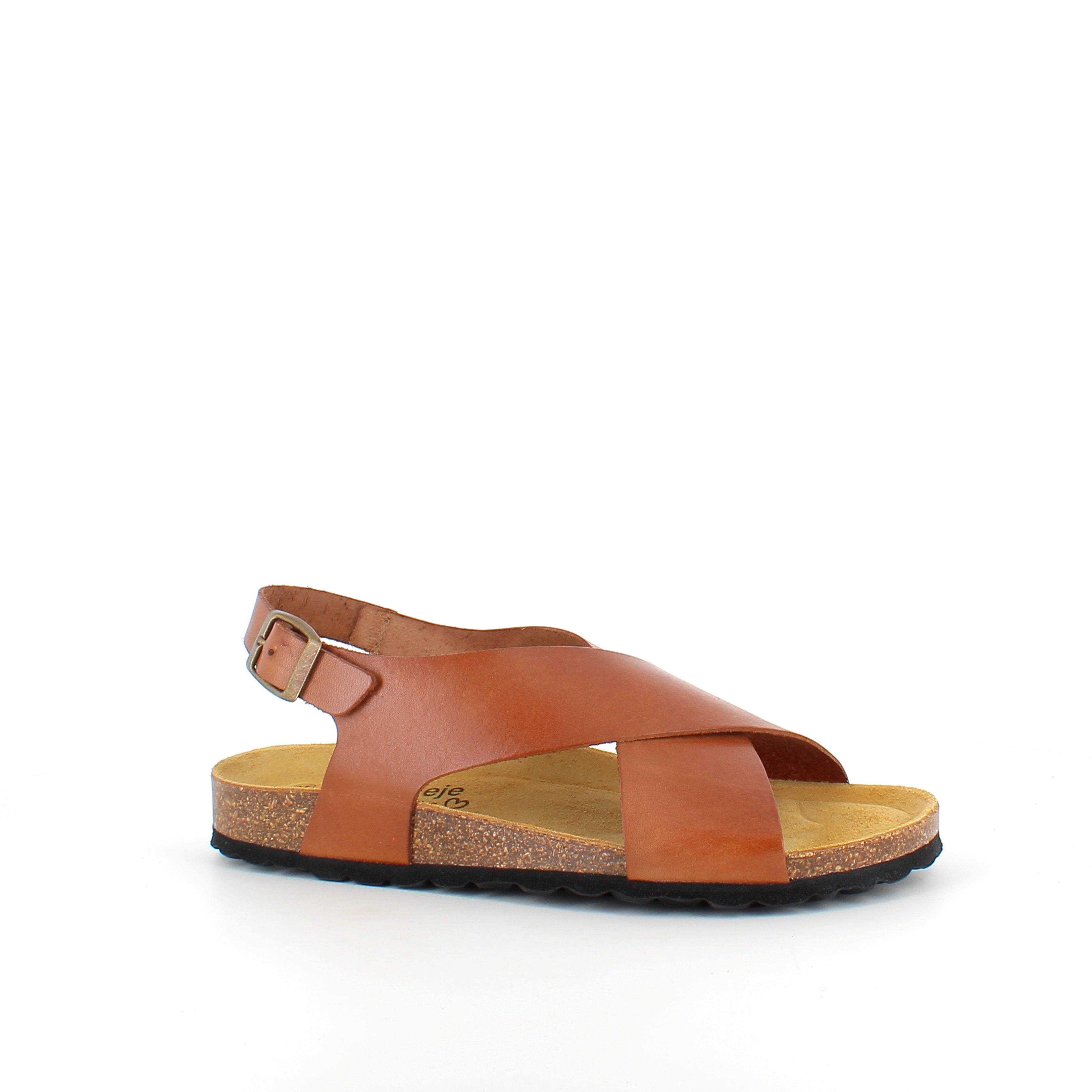Brun sandal i glatt skinn med kryssremmer & hælrem | Sykepleiebutikk.no