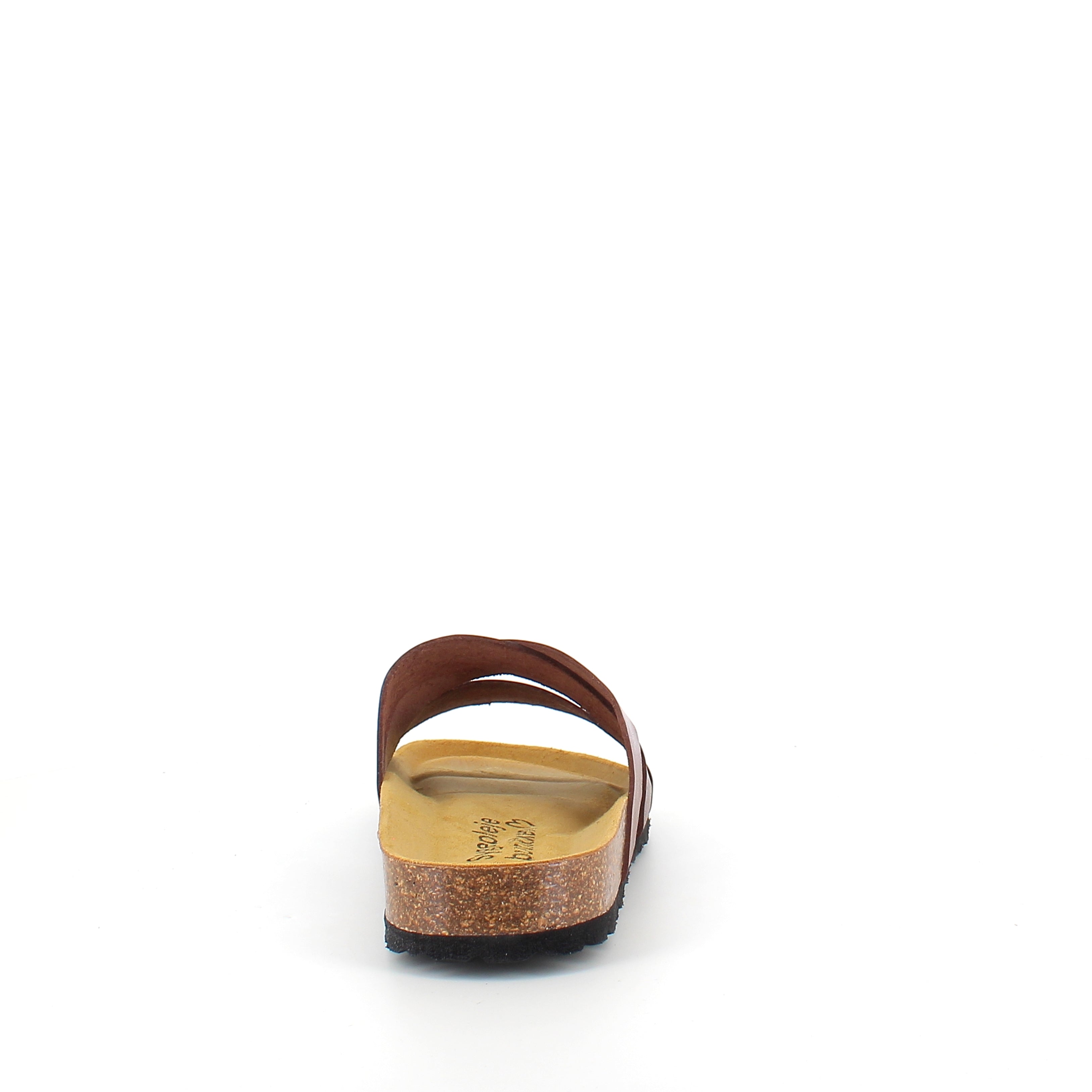 Slip-on sandal i brunt glatt skinn med kryssremmer – komfort & støtte | Sykepleiebutikk.no