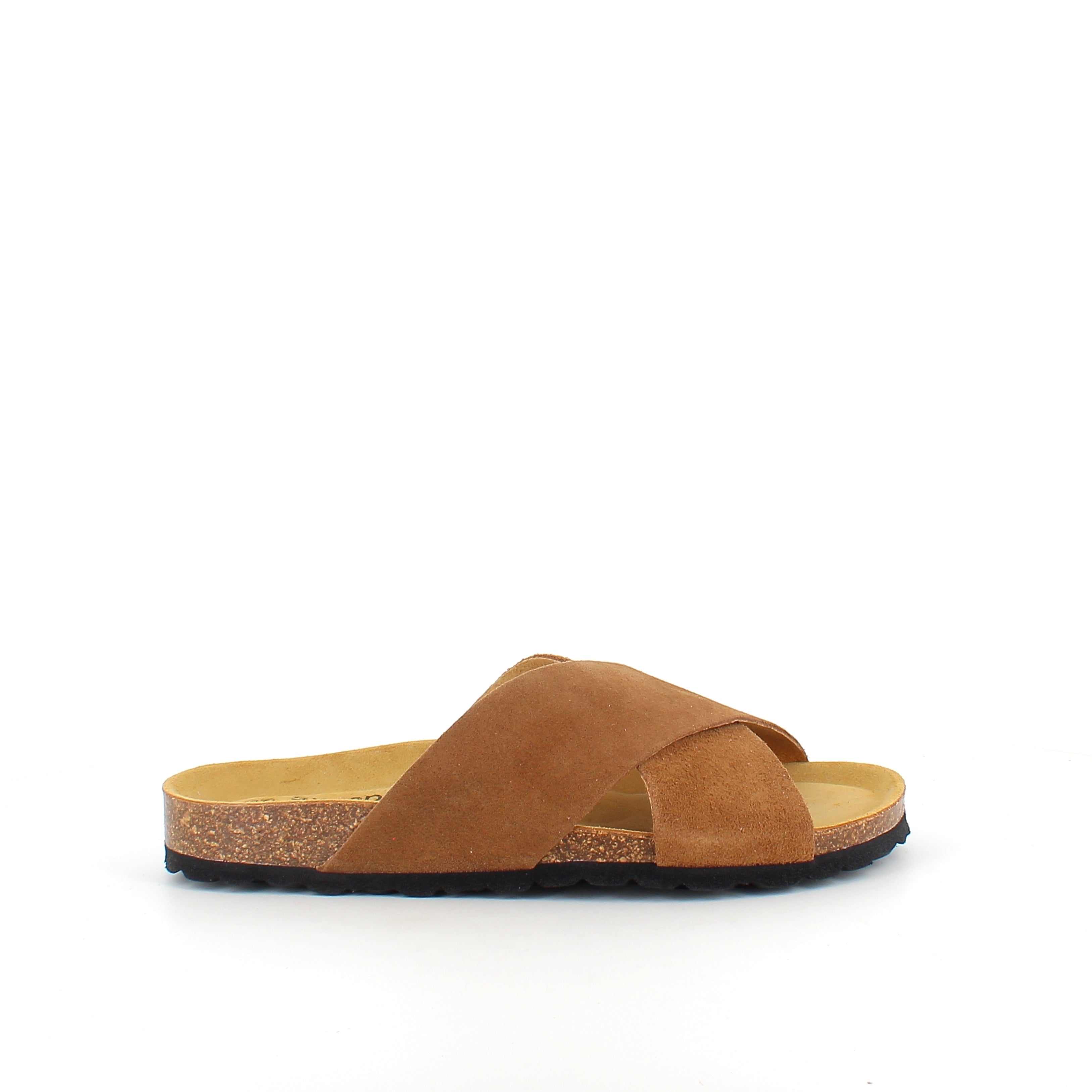 Serraje Roble – brun slip-on sandal med kryssremmer og komfort | Sykepleiebutikk.no
