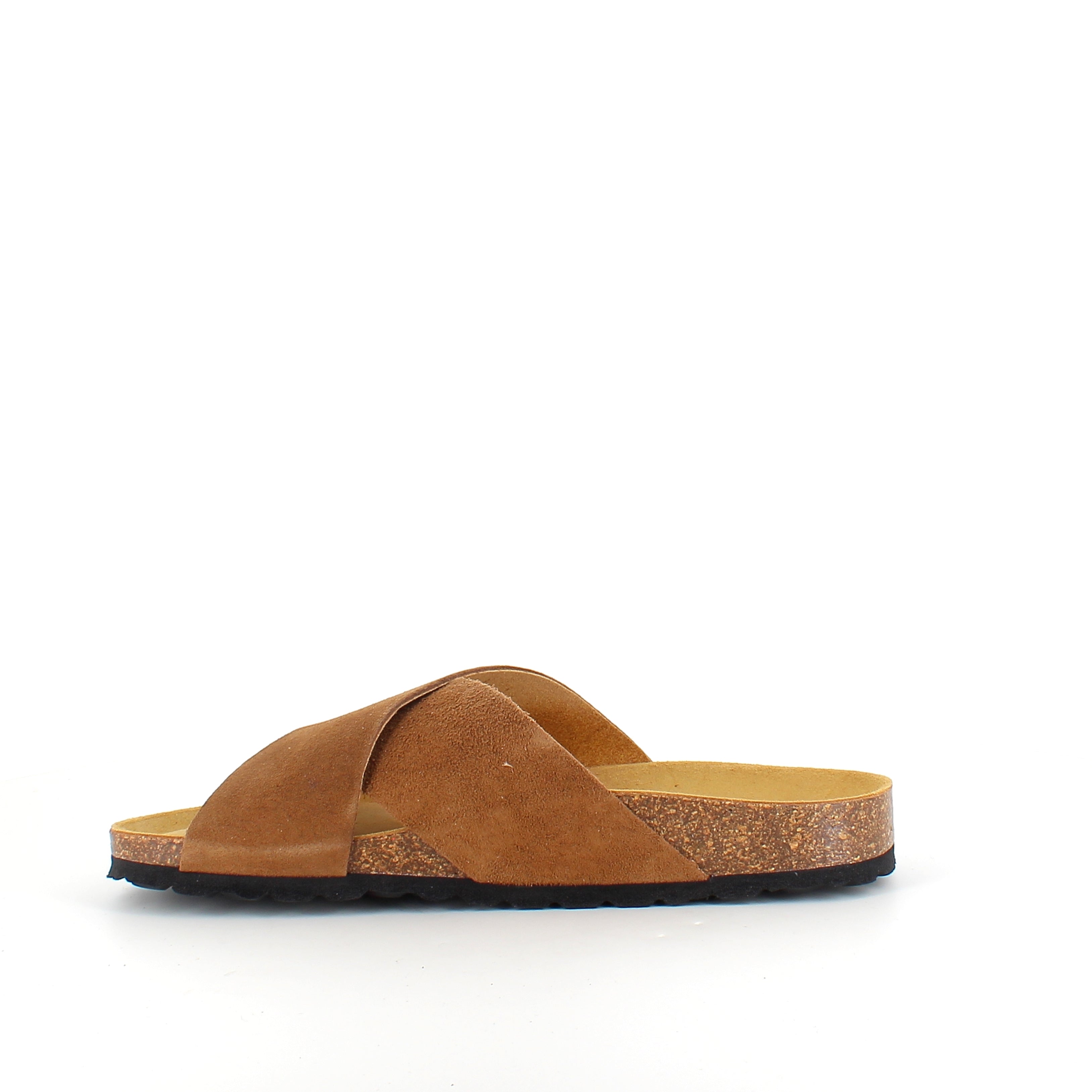 Serraje Roble – brun slip-on sandal med kryssremmer og komfort | Sykepleiebutikk.no