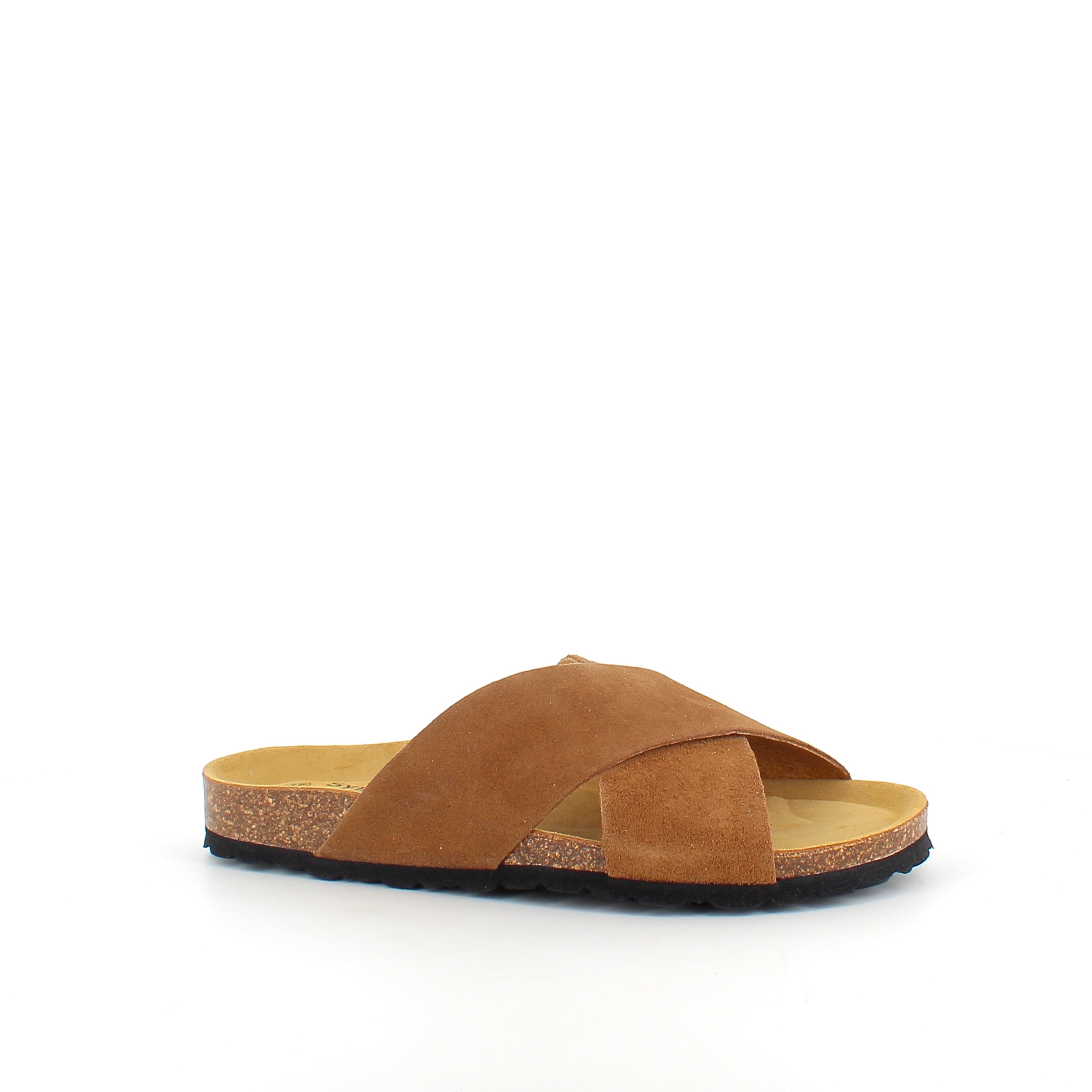 Serraje Roble – brun slip-on sandal med kryssremmer og komfort | Sykepleiebutikk.no