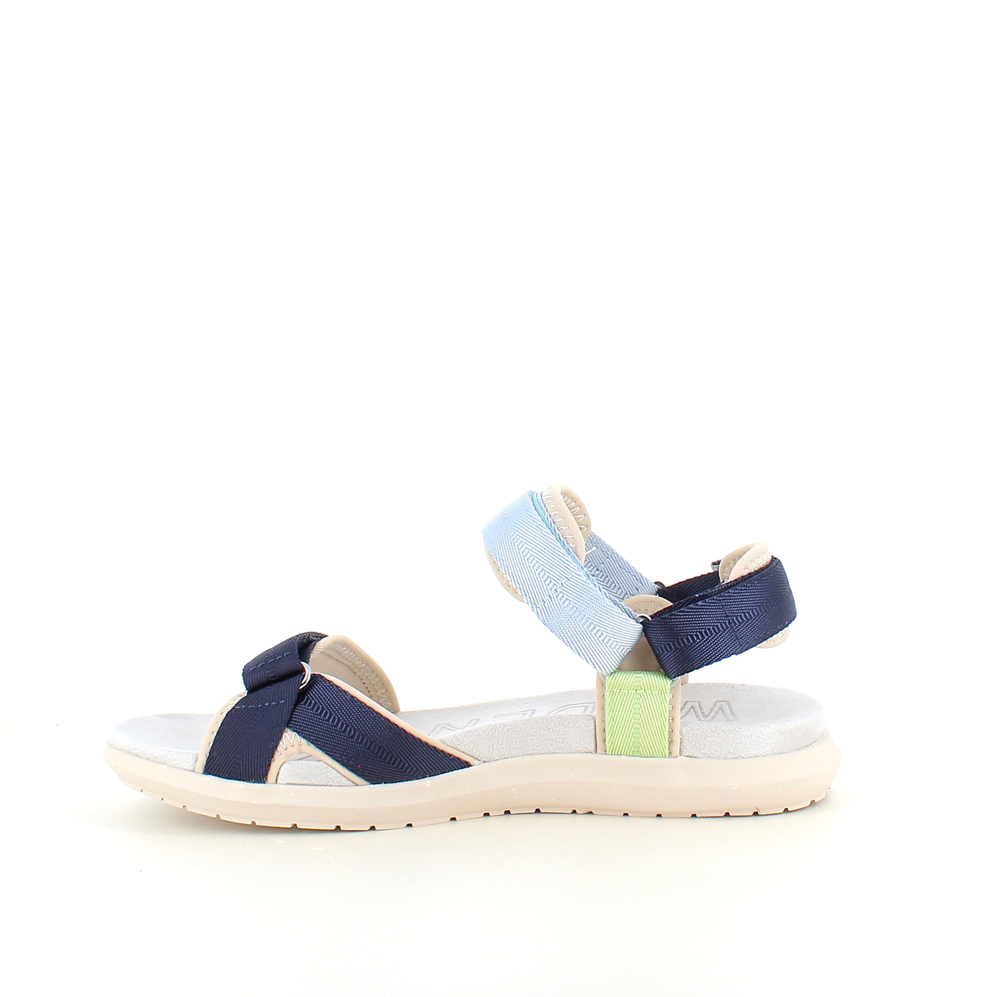 Woden sandal Moonstone Multi – Lett og støttende i blå, grønne og beige nyanser