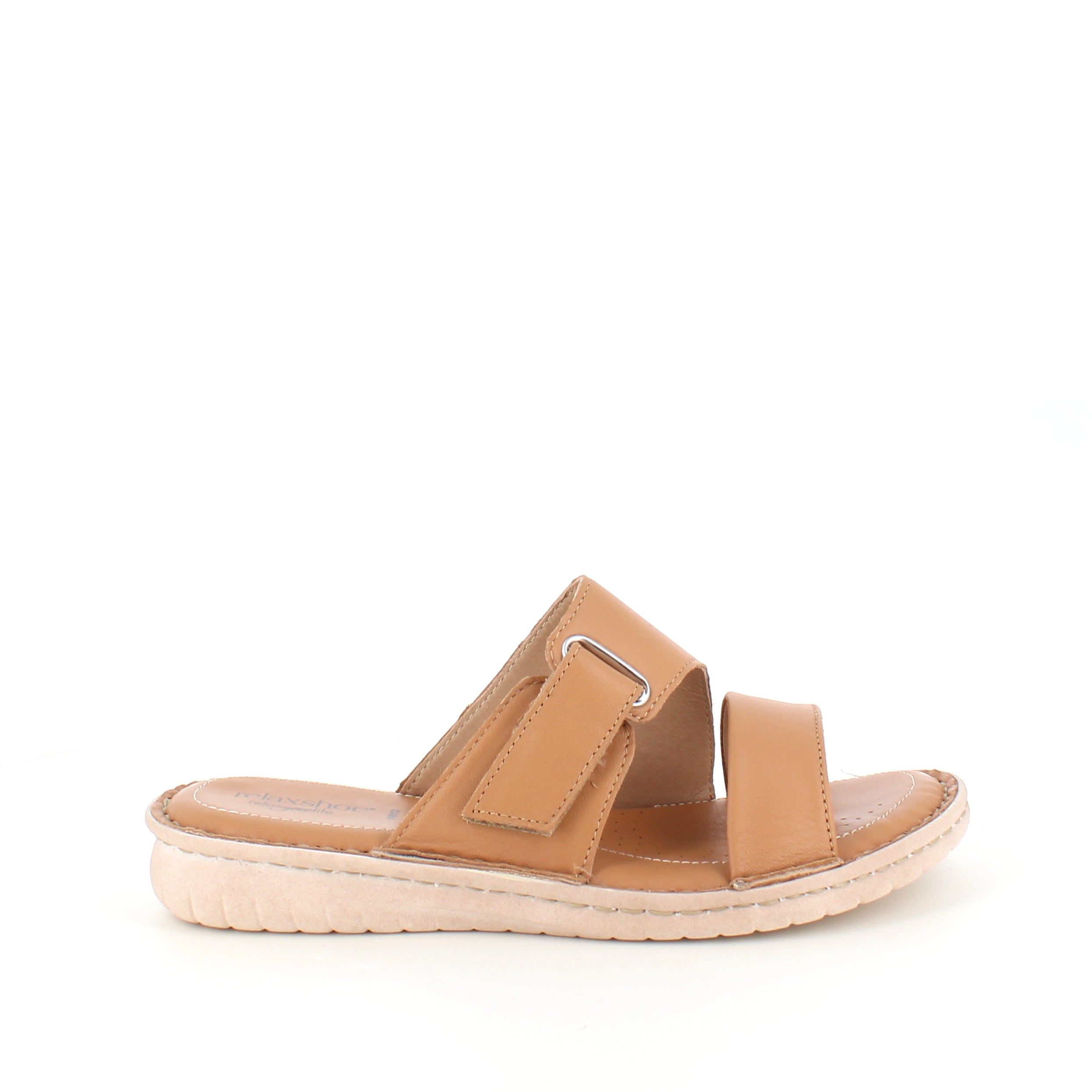 Brun skinn slip-on med justerbar rem fra Relaxshoe