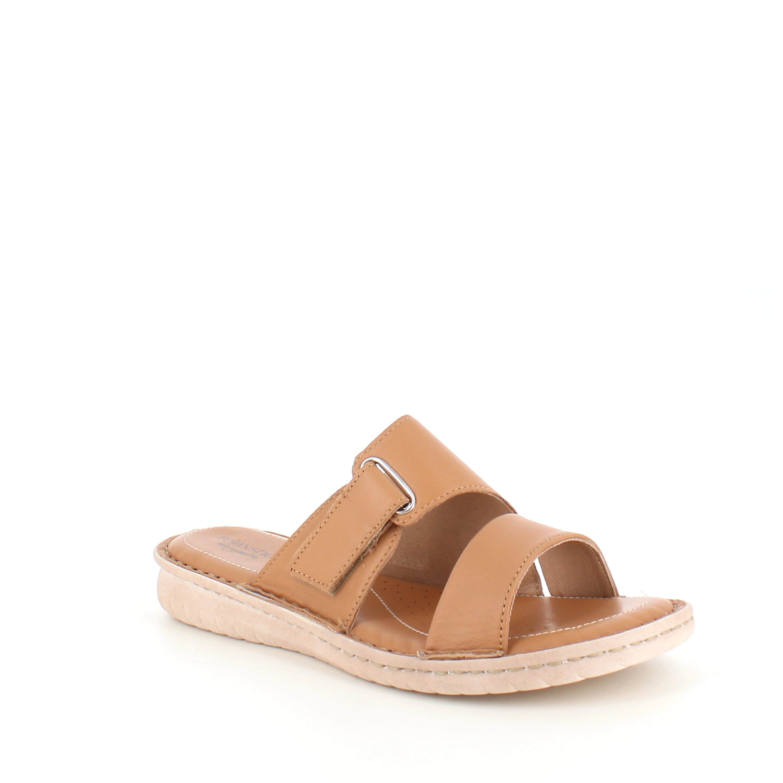 Brun skinn slip-on med justerbar rem fra Relaxshoe