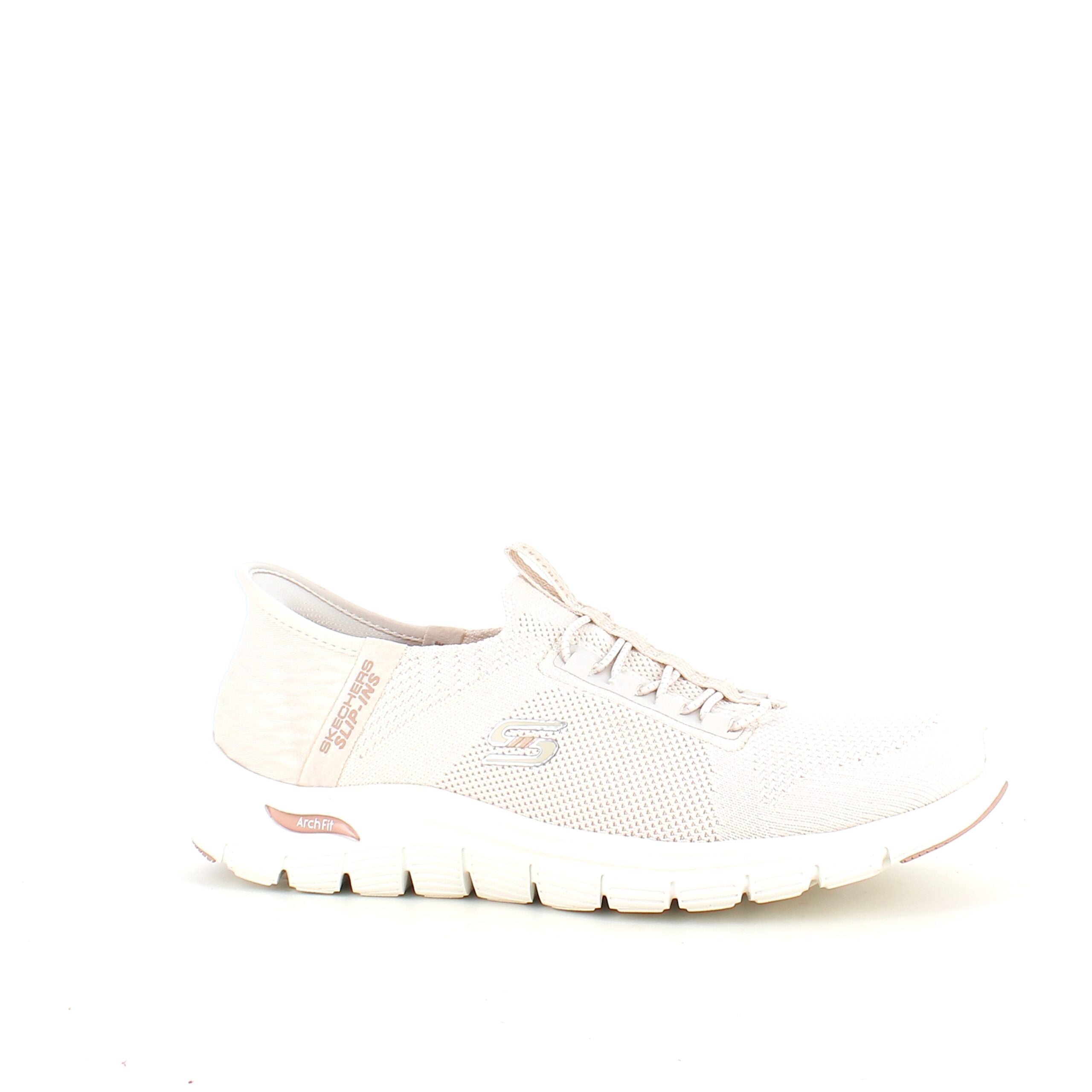 Beige Skechers slip-ins med svangstøtte