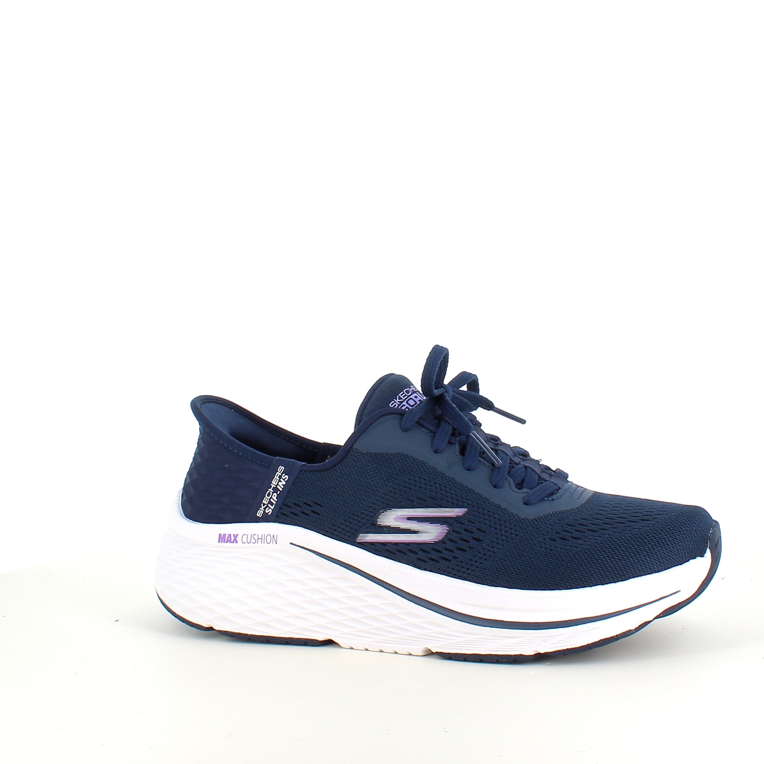 Marineblå Slip-Ins fra Skechers med snøring og Max Cushion-mellomsåle