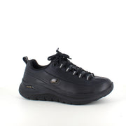 Svart Skechers med glatt skinnoverflate