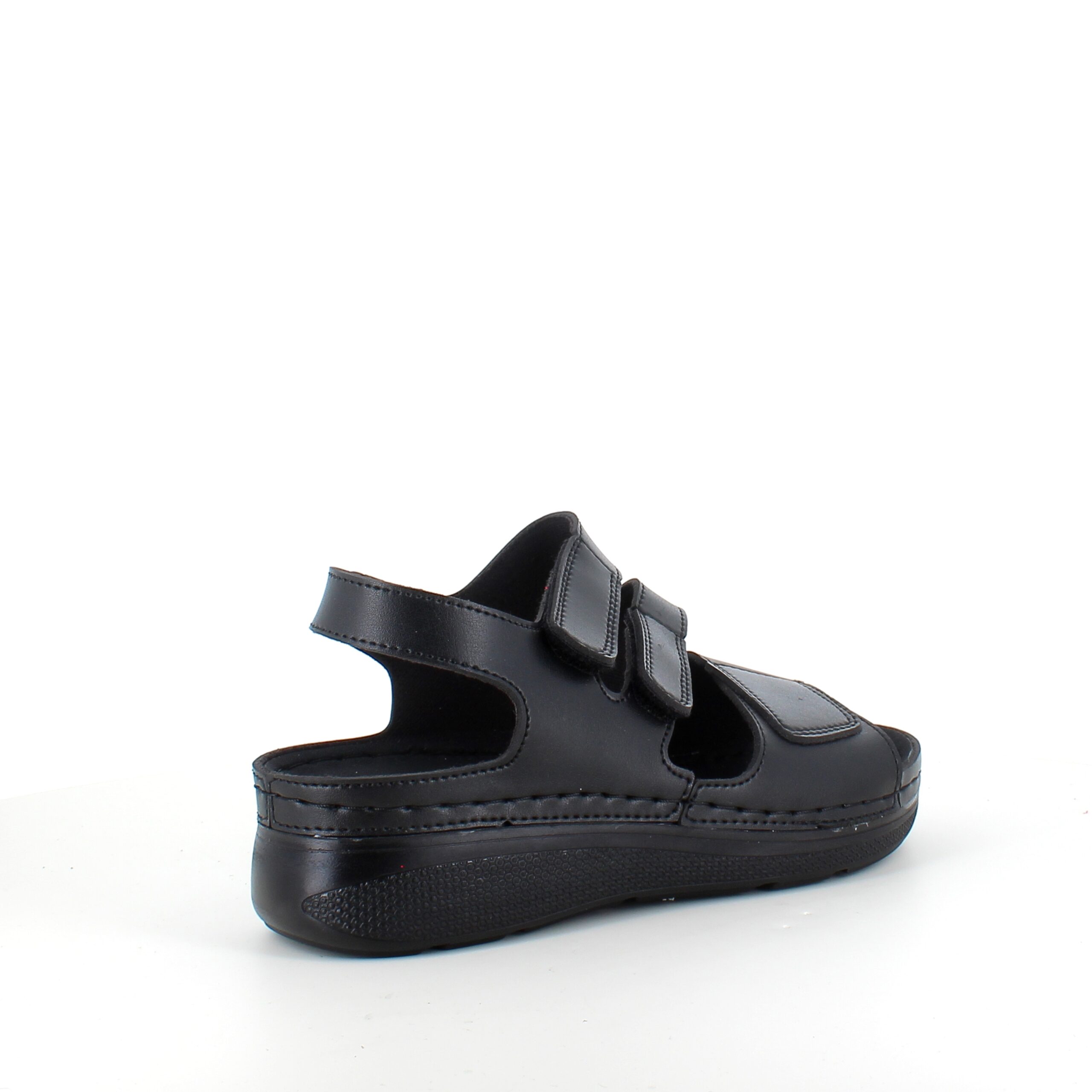 Svart sandal med tre justerbare remmer