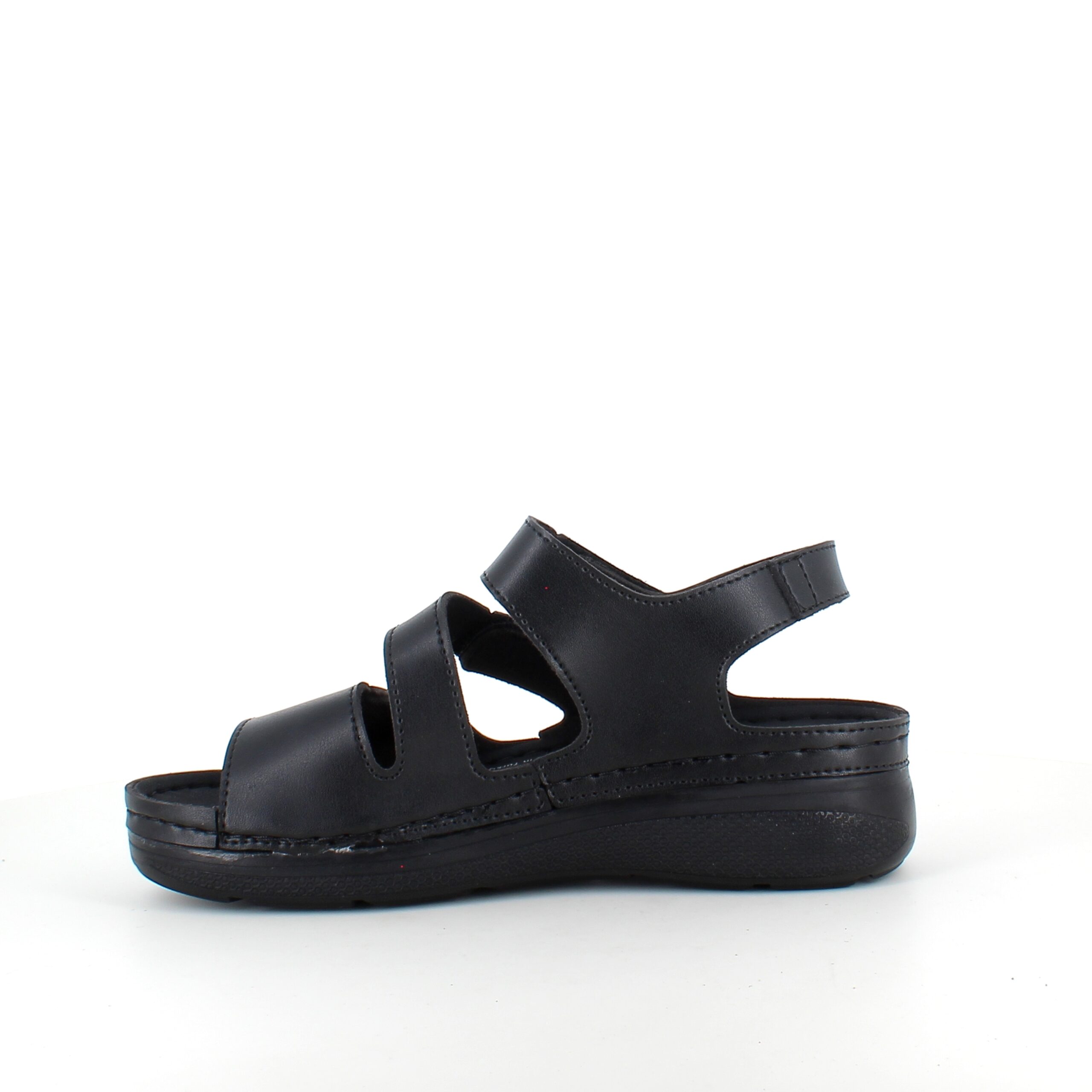 Svart sandal med tre justerbare remmer