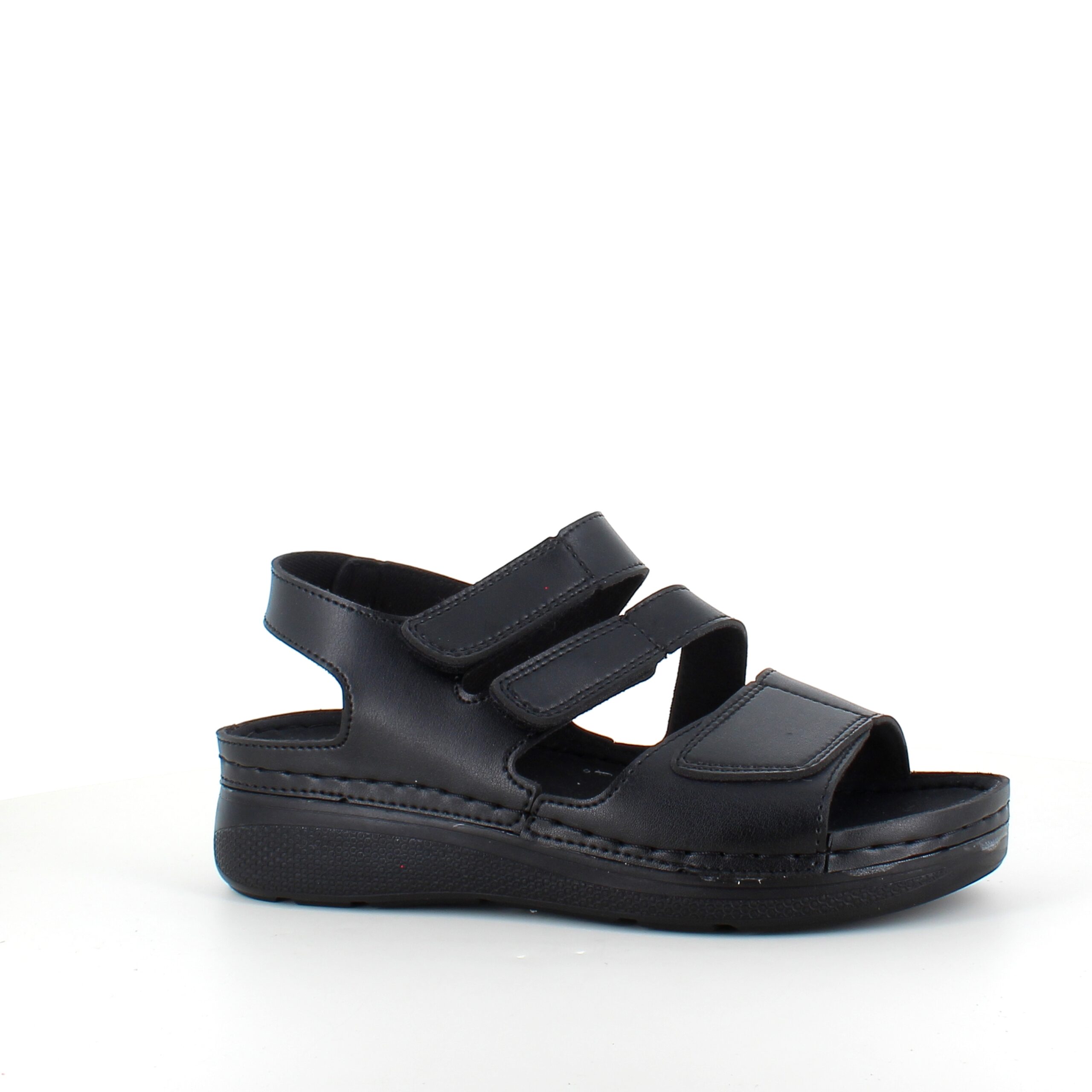 Svart sandal med tre justerbare remmer