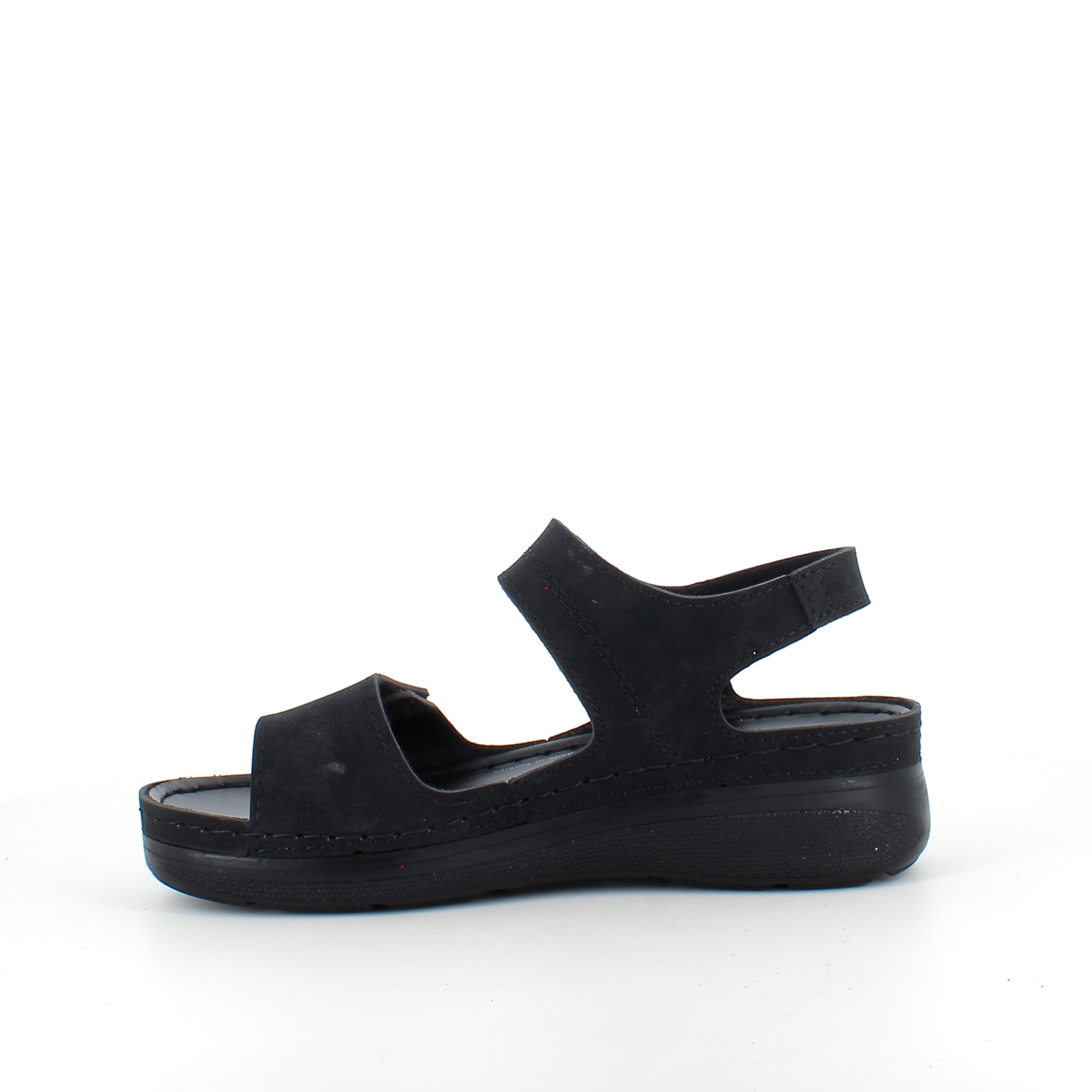 Sort sandal med to justerbare remmer