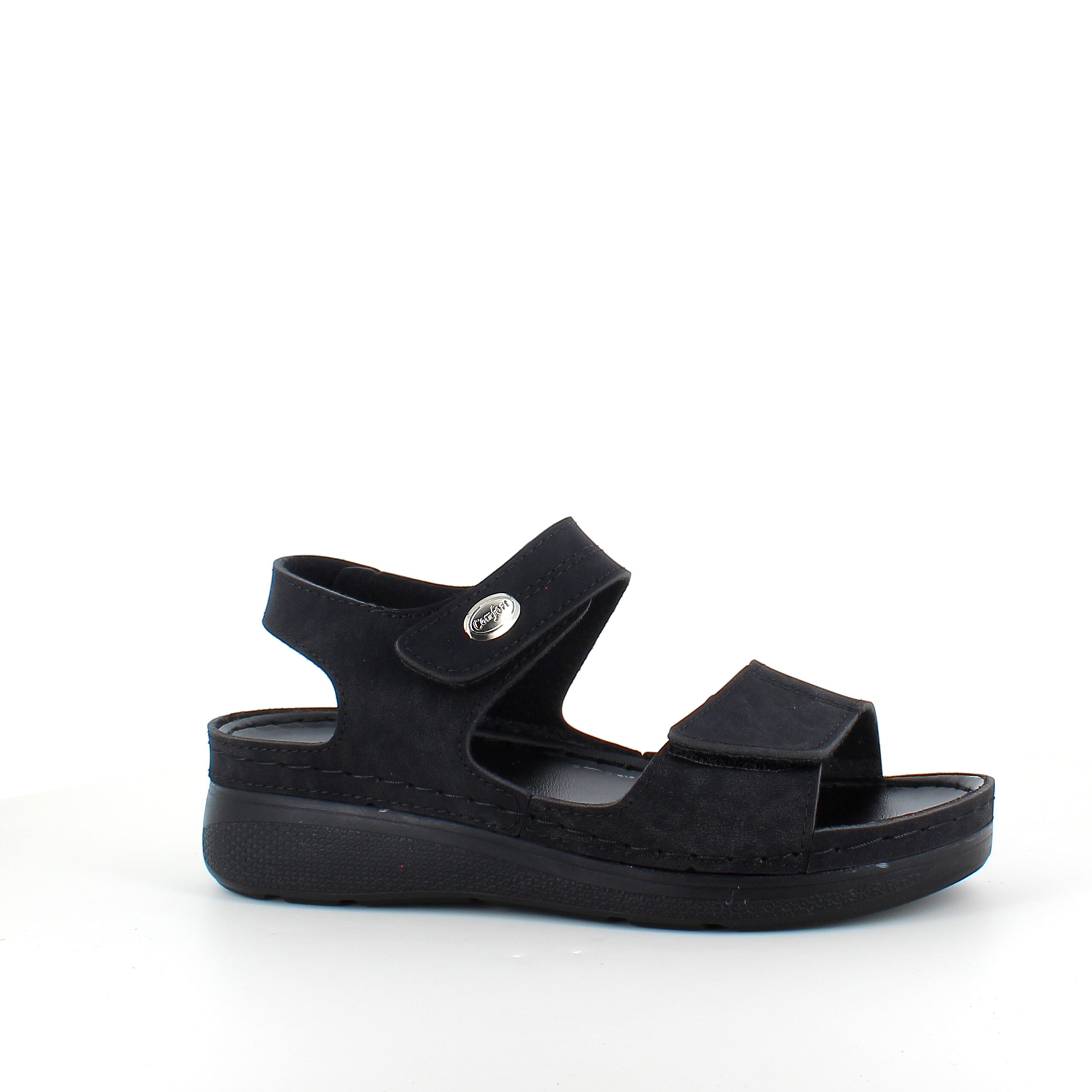 Sort sandal med to justerbare remmer