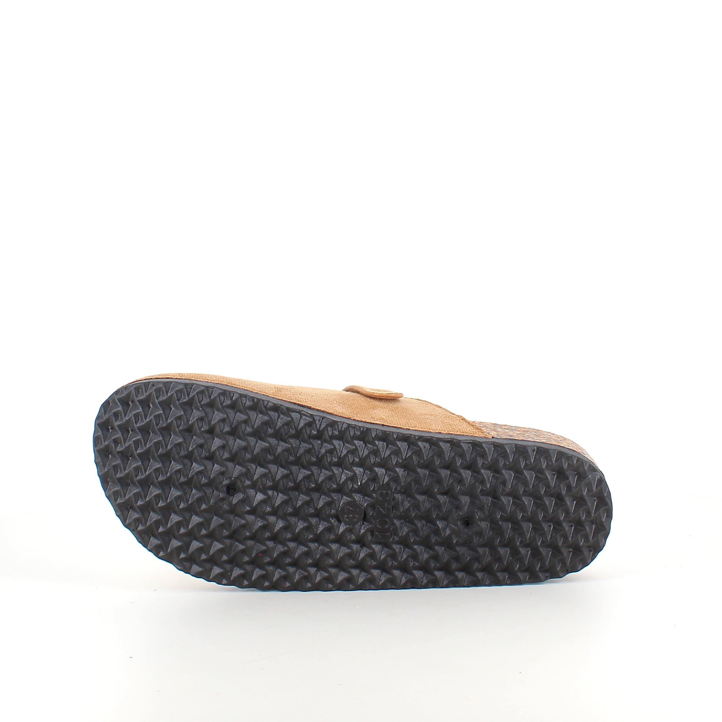 Lysebrun slip-on sandal i tekstil – lett og naturlig modell