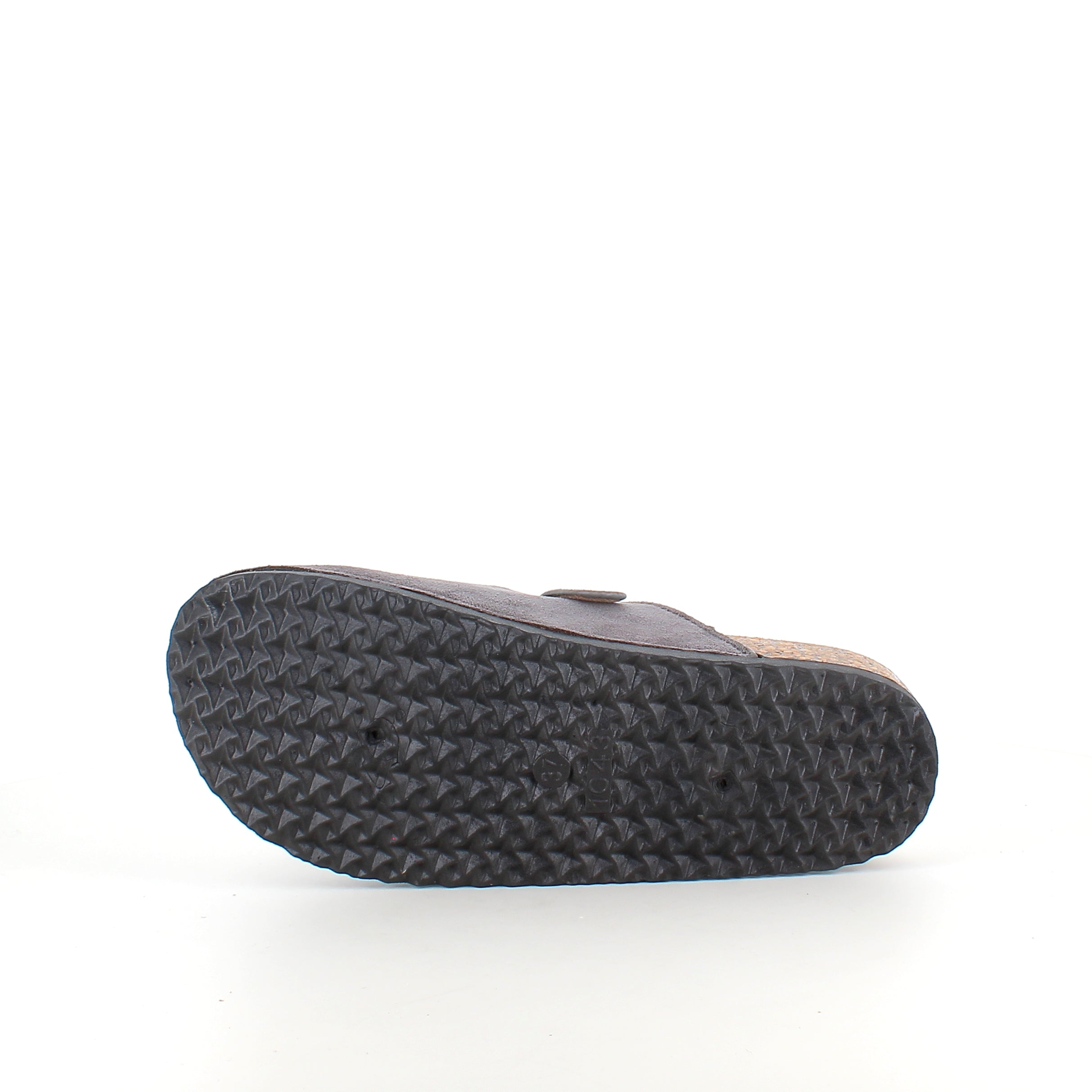 Grå slip-on sandal i tekstil – enkel og stilren modell