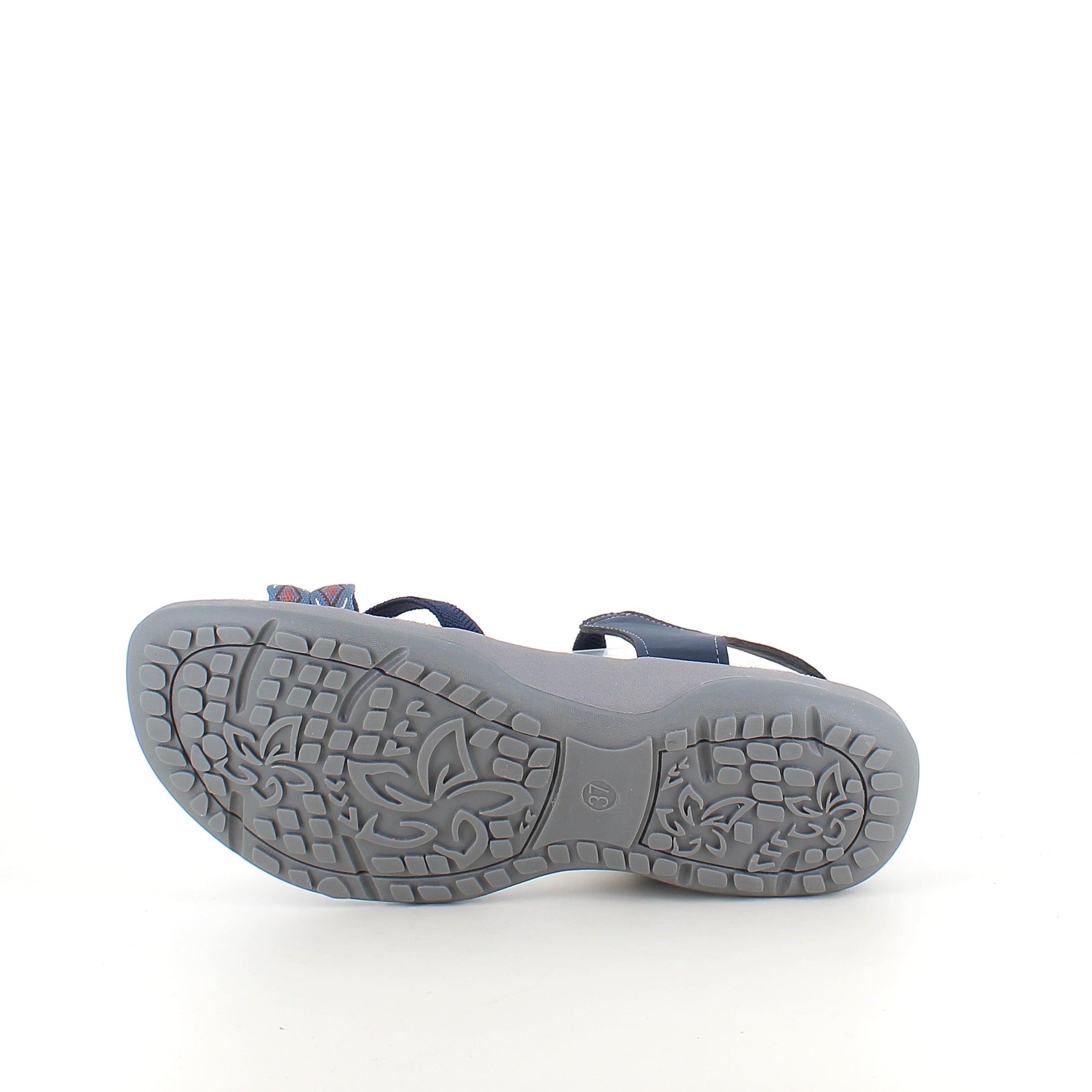 Navy sandal med elastiske remmer og velcro – rolig, maritim stil