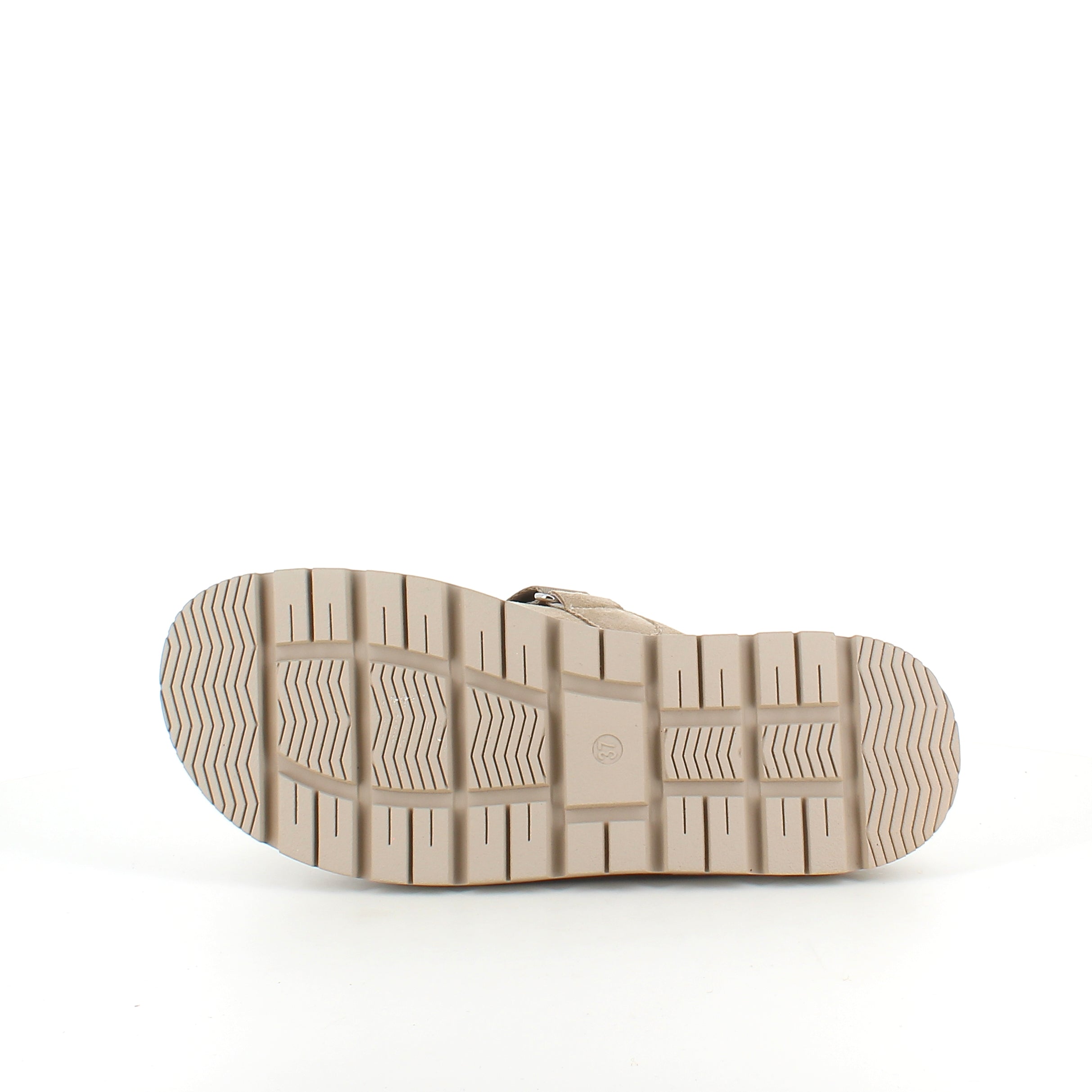 Beige sandal med justerbar rem og myk komfort