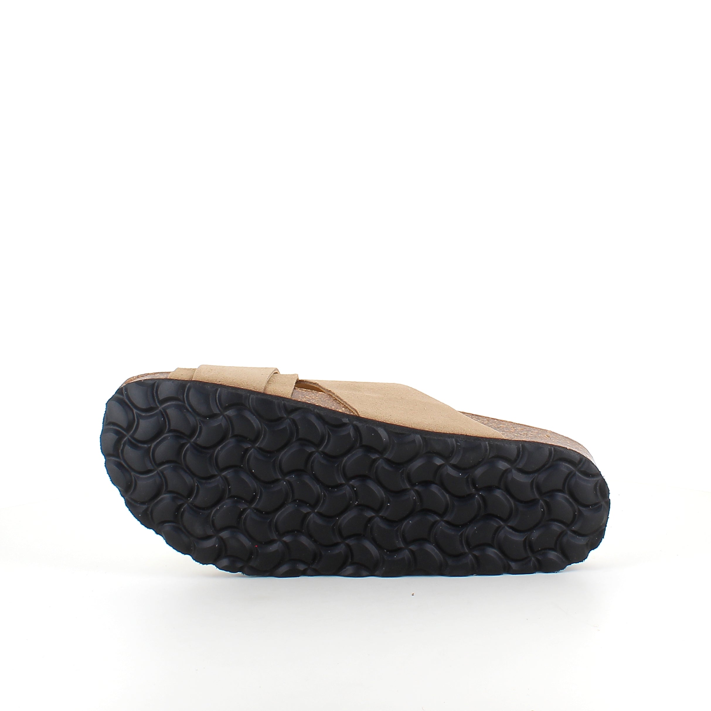 Lys brun slip-on sandal i skinn med dobbel rem – komfort og støtte fra Sykepleiebutikk.no