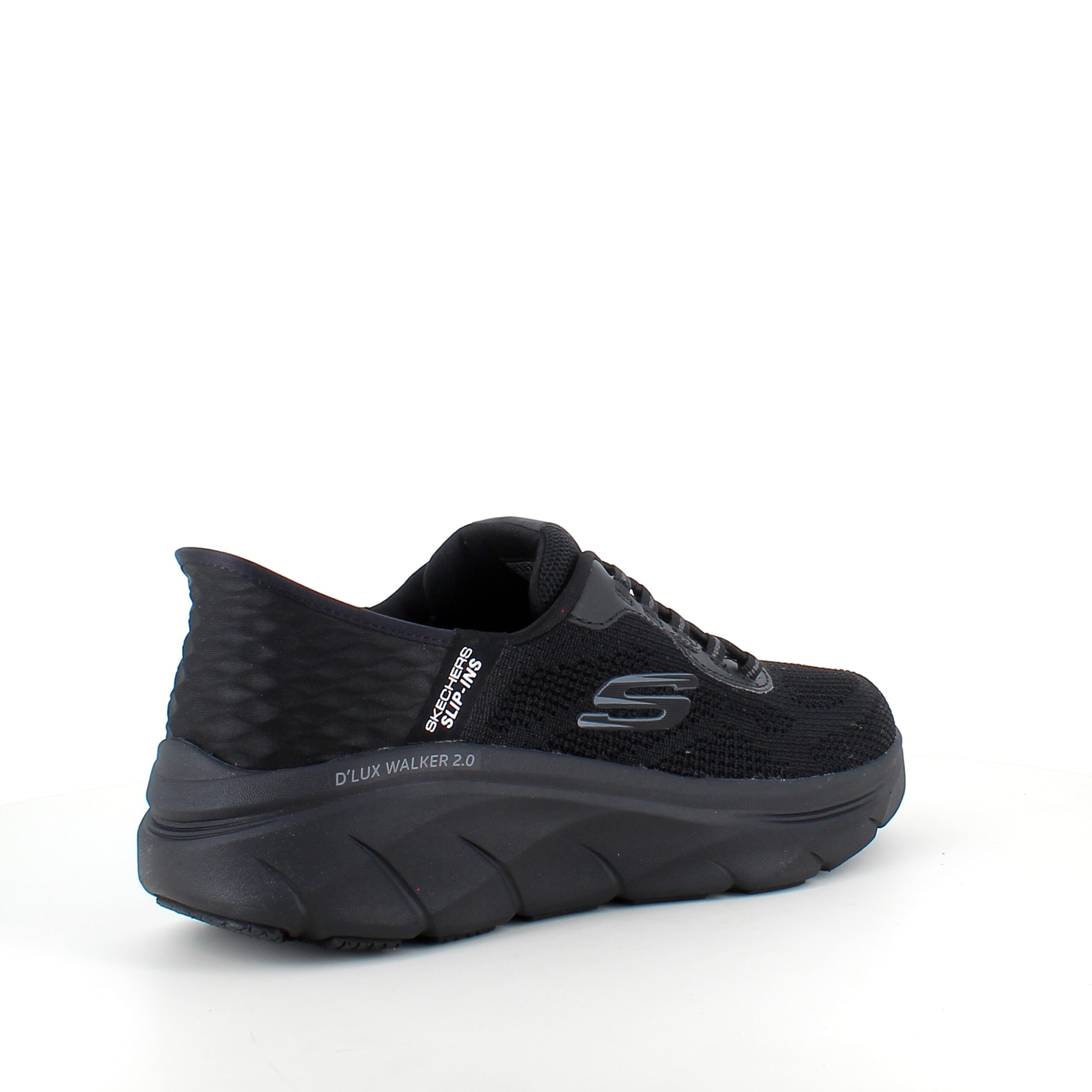 Sorte Skechers Slip-ins med strikket overdel og elastisk snøring