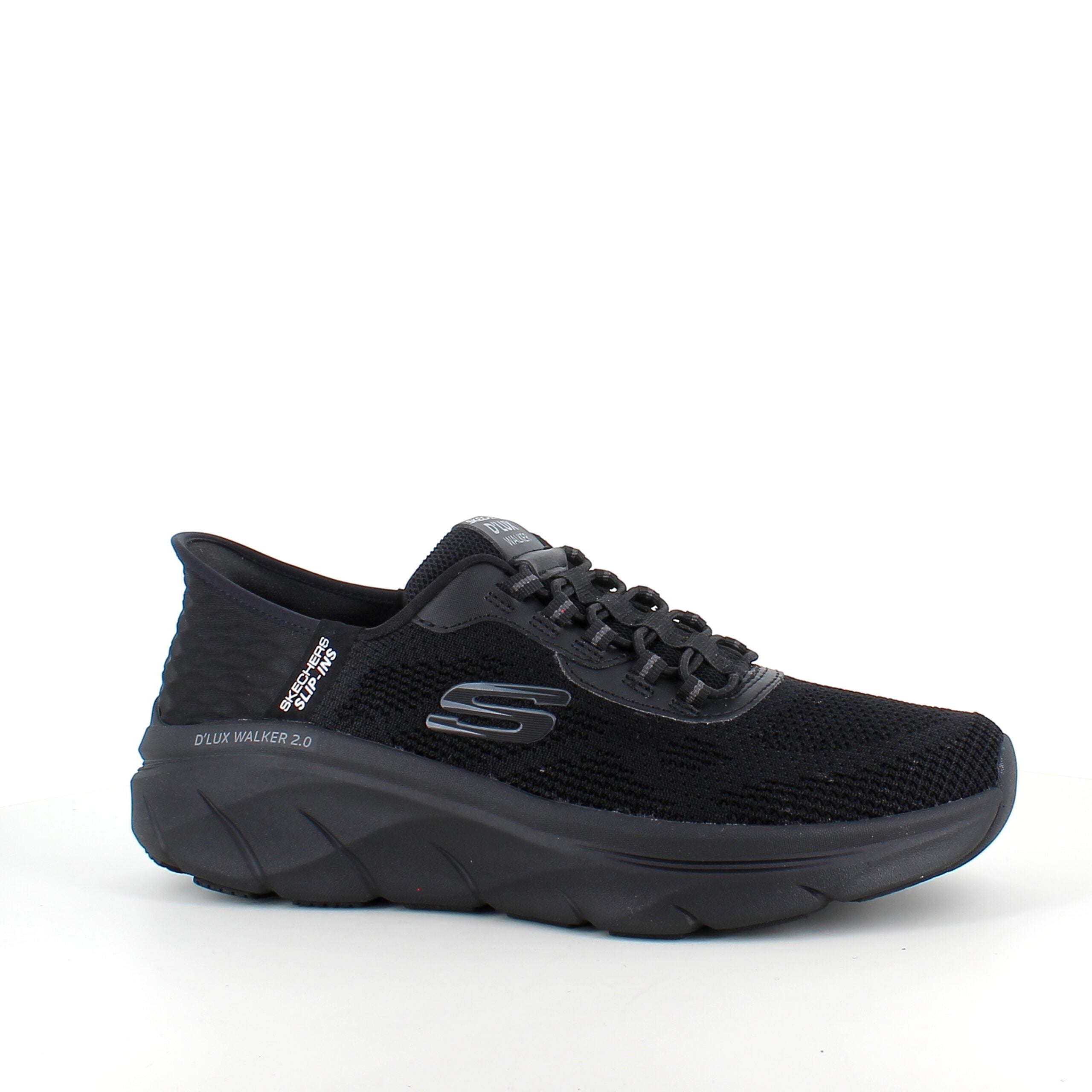 Sorte Skechers Slip-ins med strikket overdel og elastisk snøring