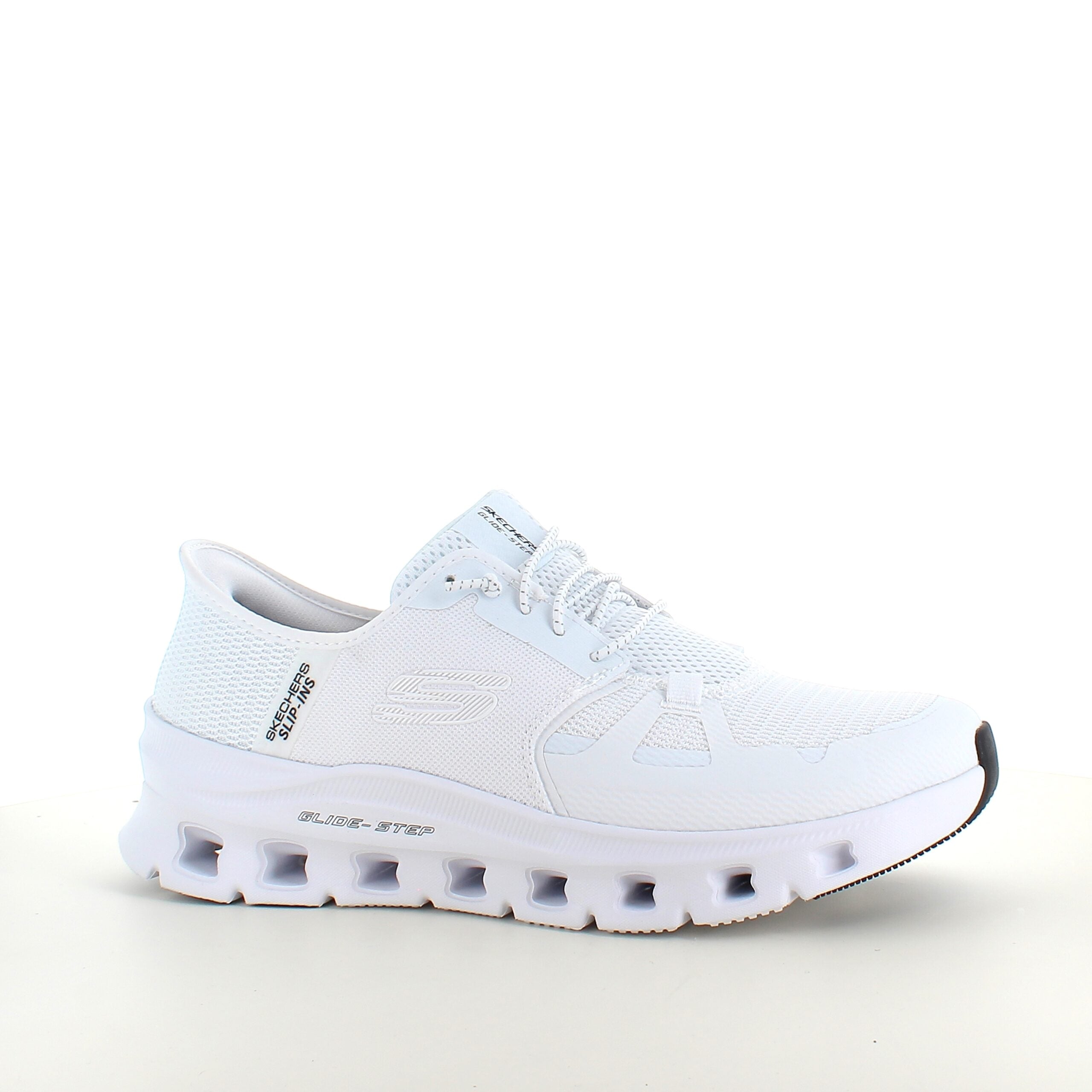 Hvite Skechers Slip-Ins-sko med god støtdemping