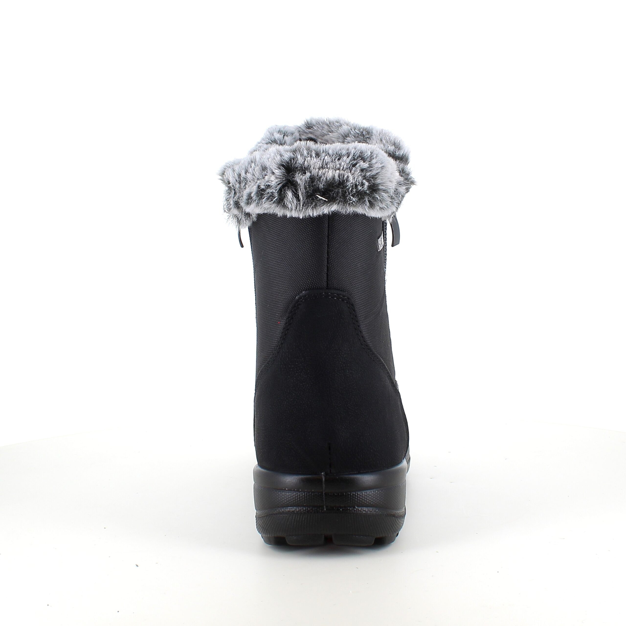 Damesstøvletter i svart PU med pelskant, varmt fôr, 2 glidelåser og komfortabel PU-såle