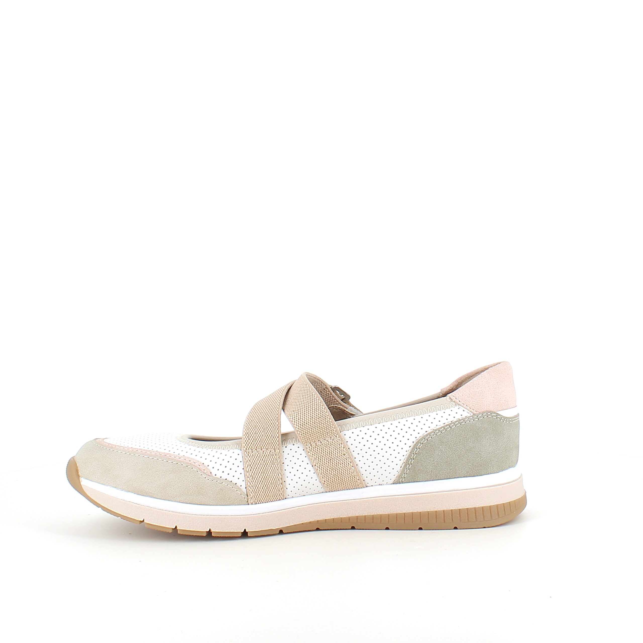 Relife ballerina-sko med borrelås – beige komfortsko med massasjeeffekt