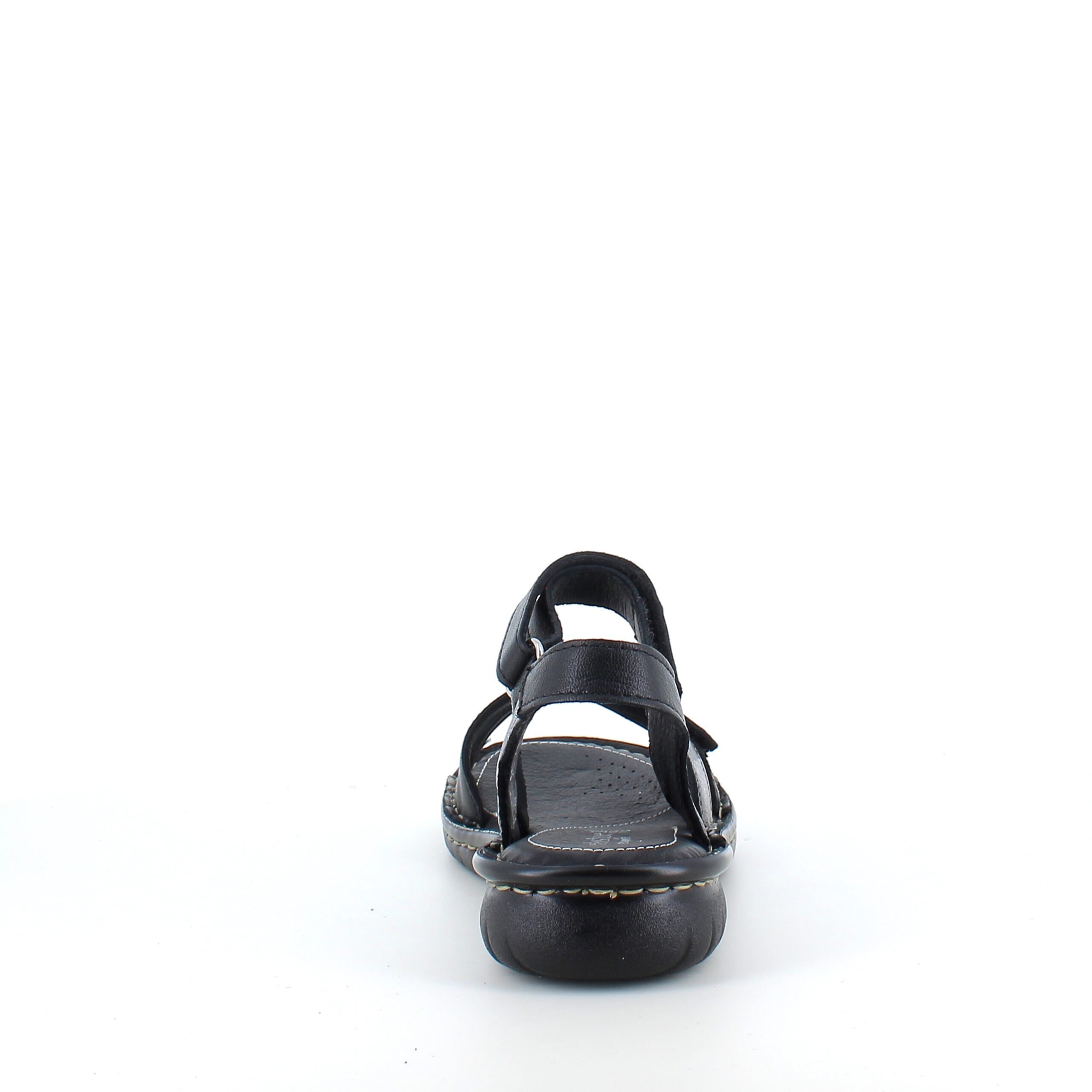 Sort skinnsandal med tre remmer og metallic-detaljer fra Relaxshoe
