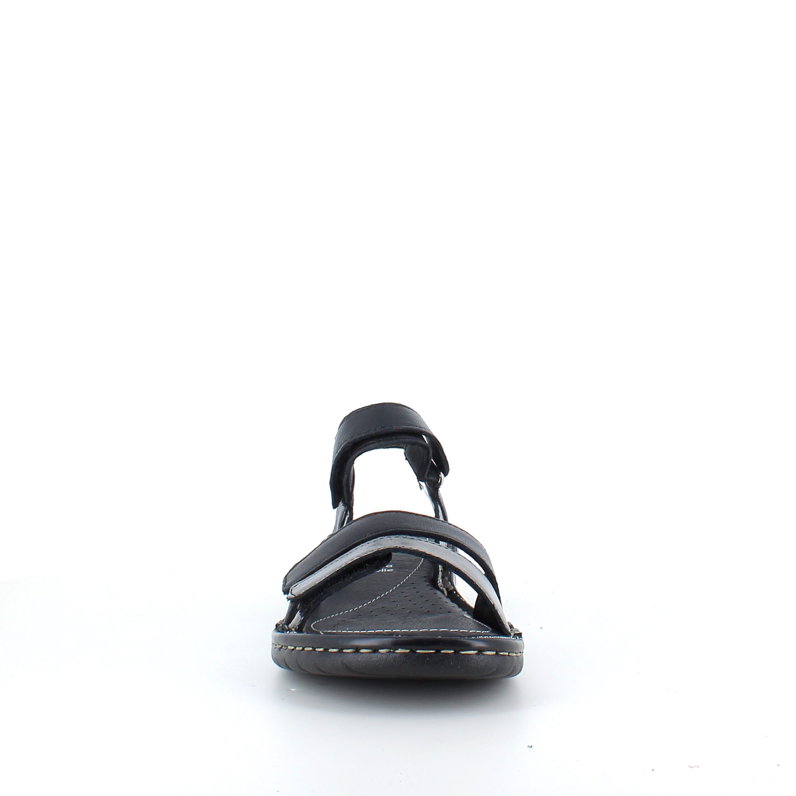 Sort skinnsandal med tre remmer og metallic-detaljer fra Relaxshoe