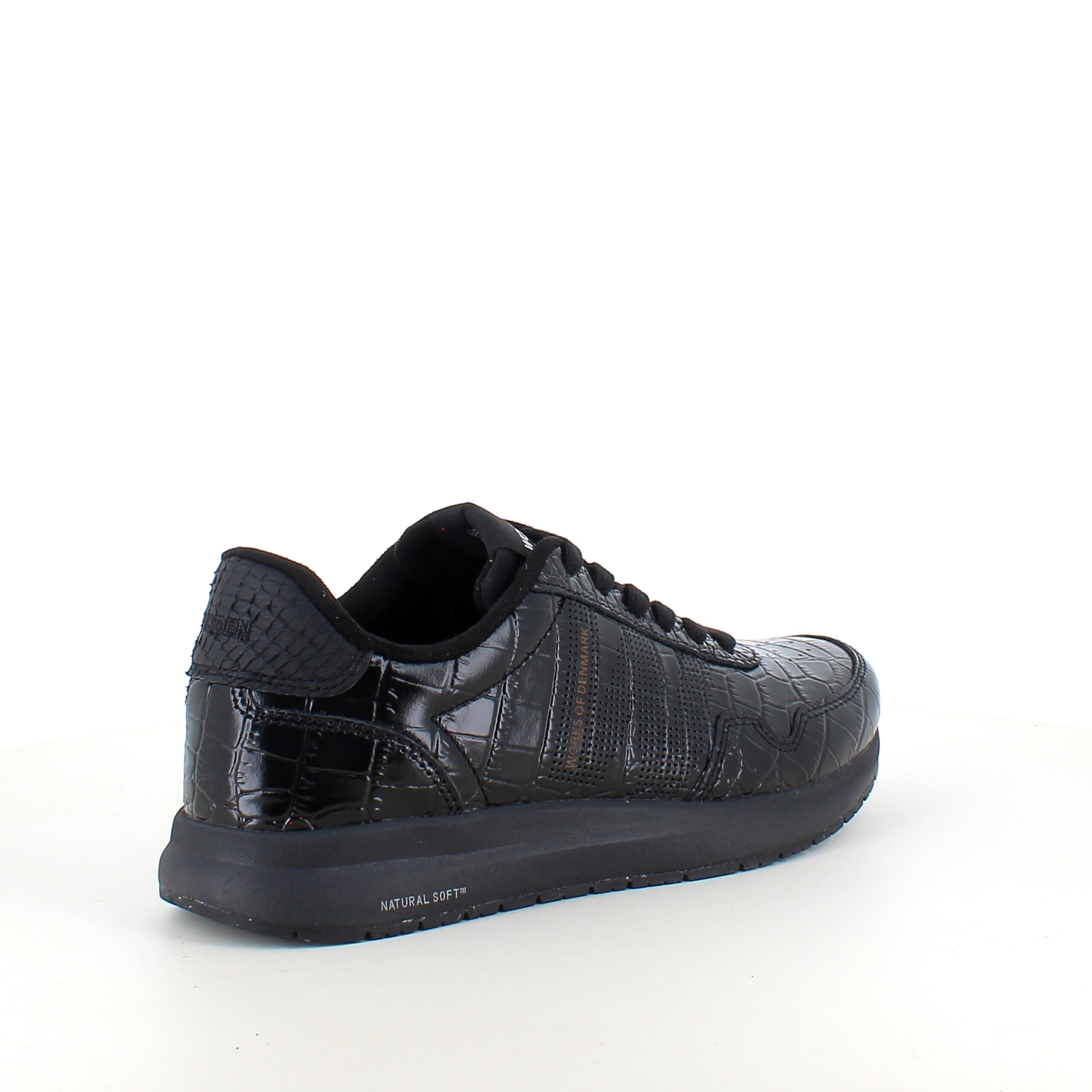 Svart Woden-sneaker i krokodillelook