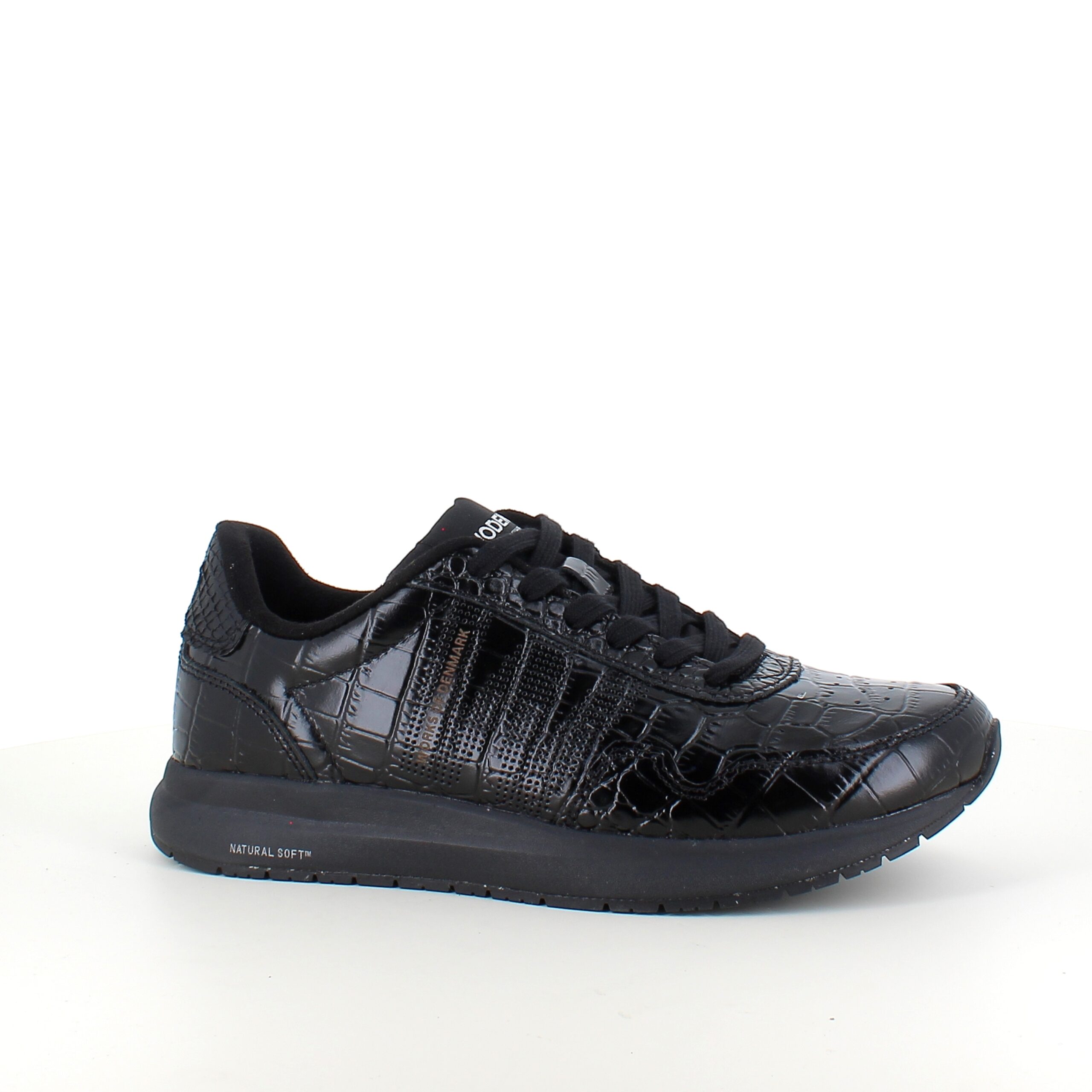 Svart Woden-sneaker i krokodillelook