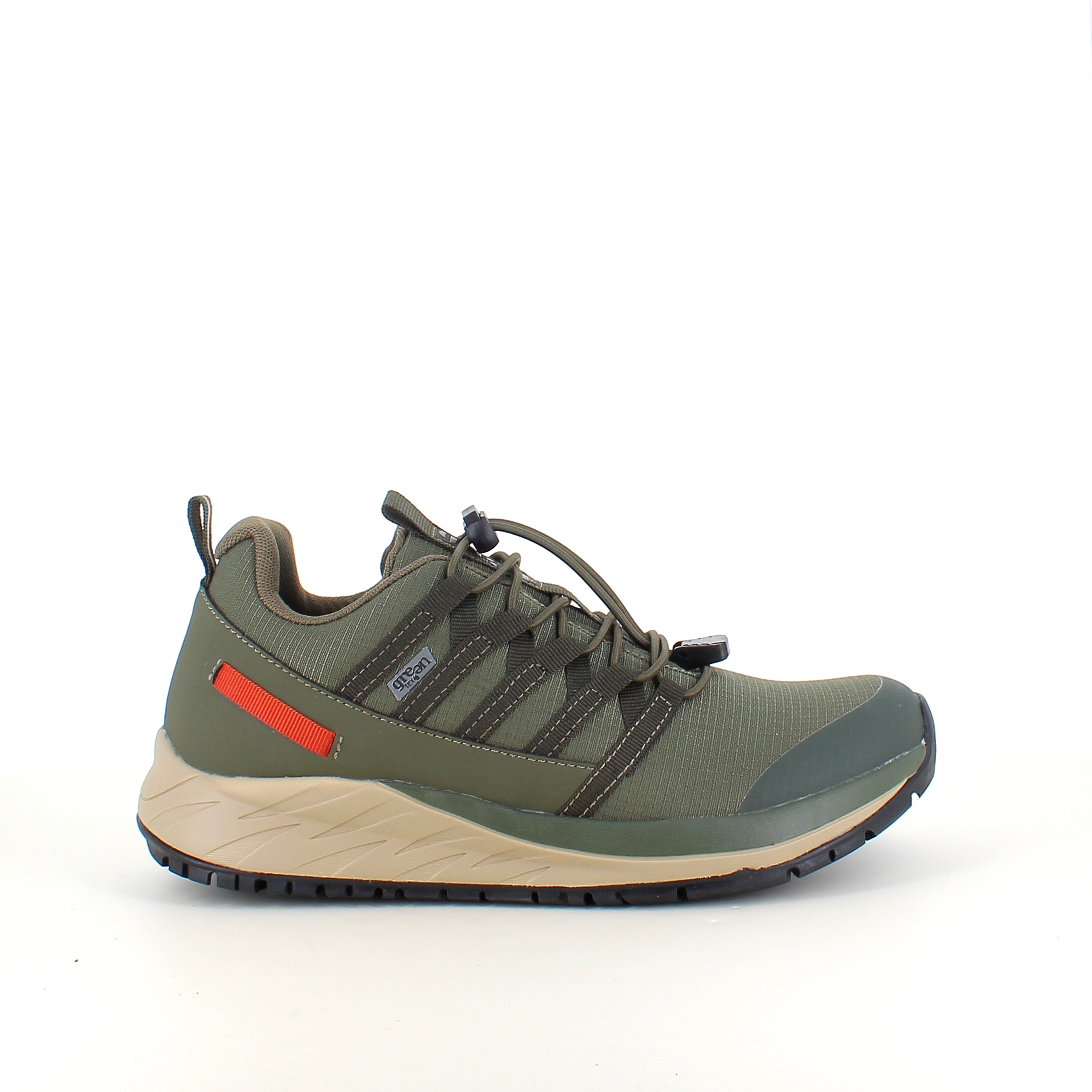 Green Comfort Path Pipi – olivengrønn outdoor-sneaker med H-lest & svangstøtte