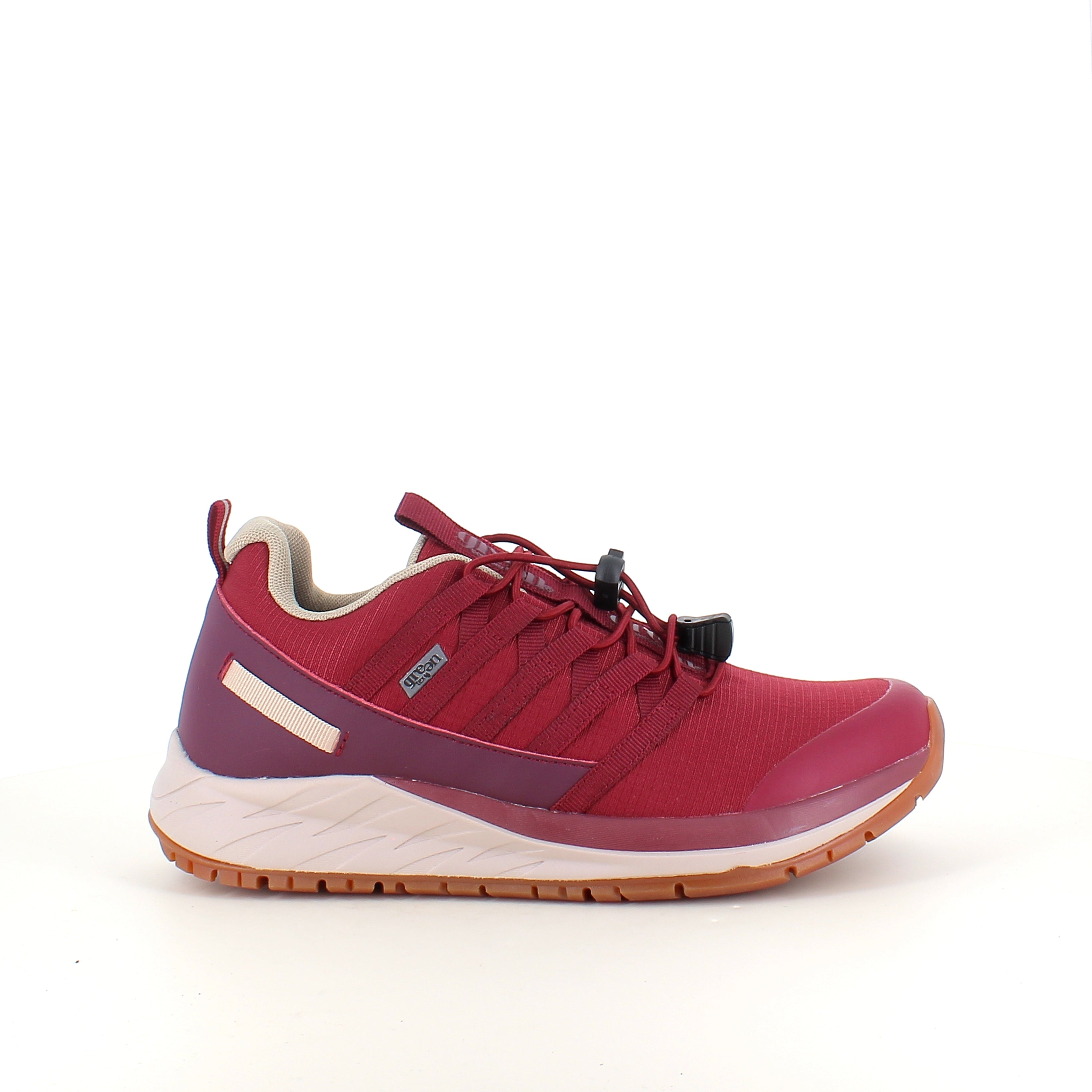 Green Comfort Path Pipi – vinrød outdoor-sneaker med H-lest og svangstøtte