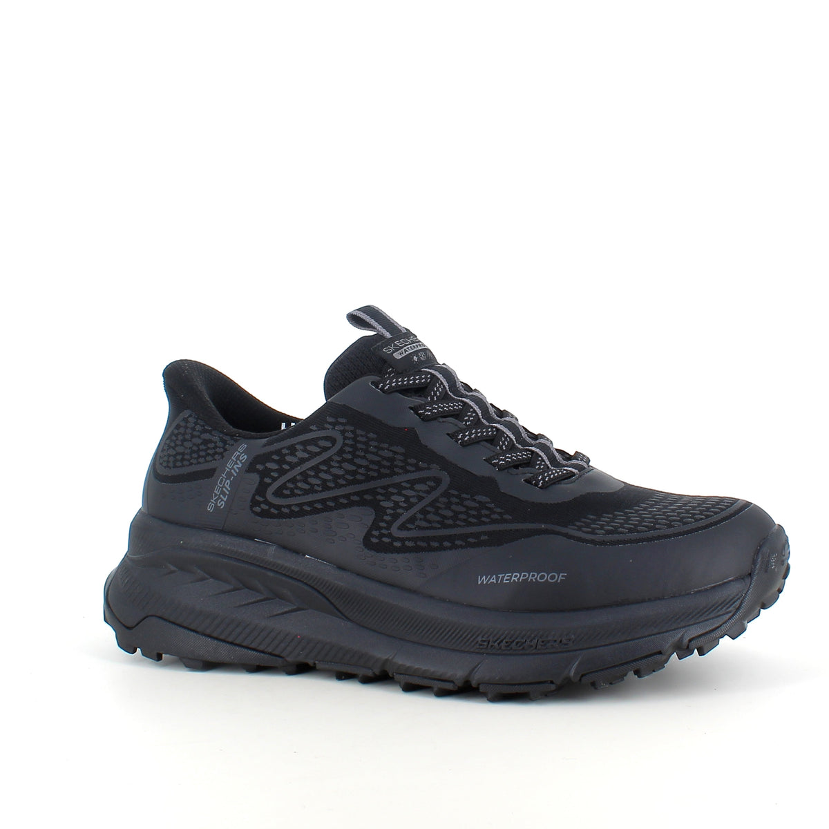 Svart Skechers Slip-ins Switch Back – vanntett sko med Memory Foam og enkel påkledning