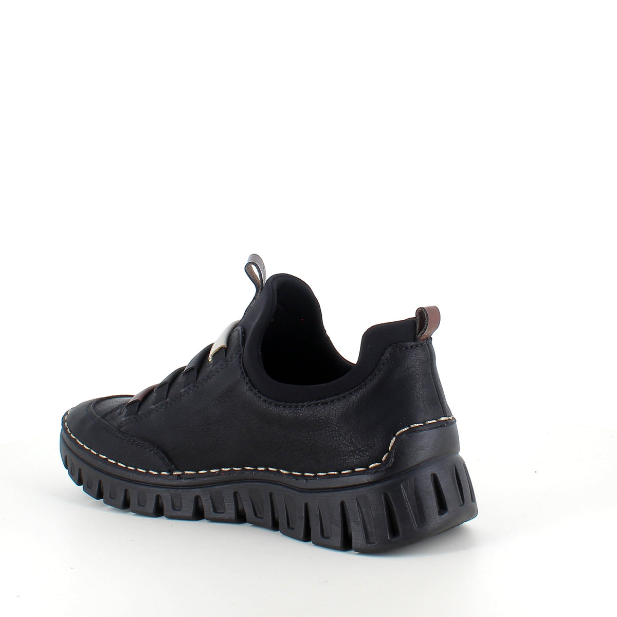 Rieker sko til dame i svart – fleksibel slip-on-komfort