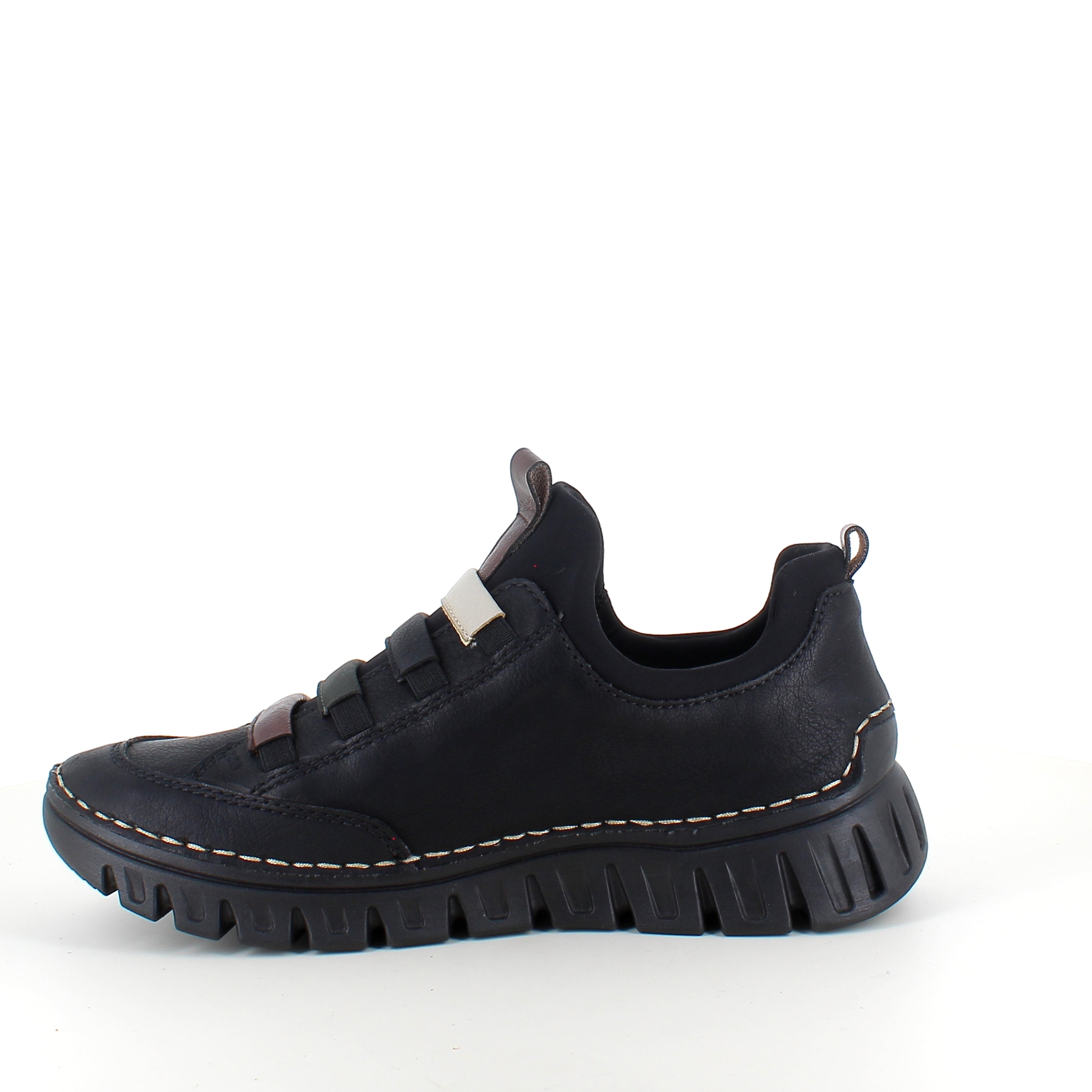 Rieker sko til dame i svart – fleksibel slip-on-komfort