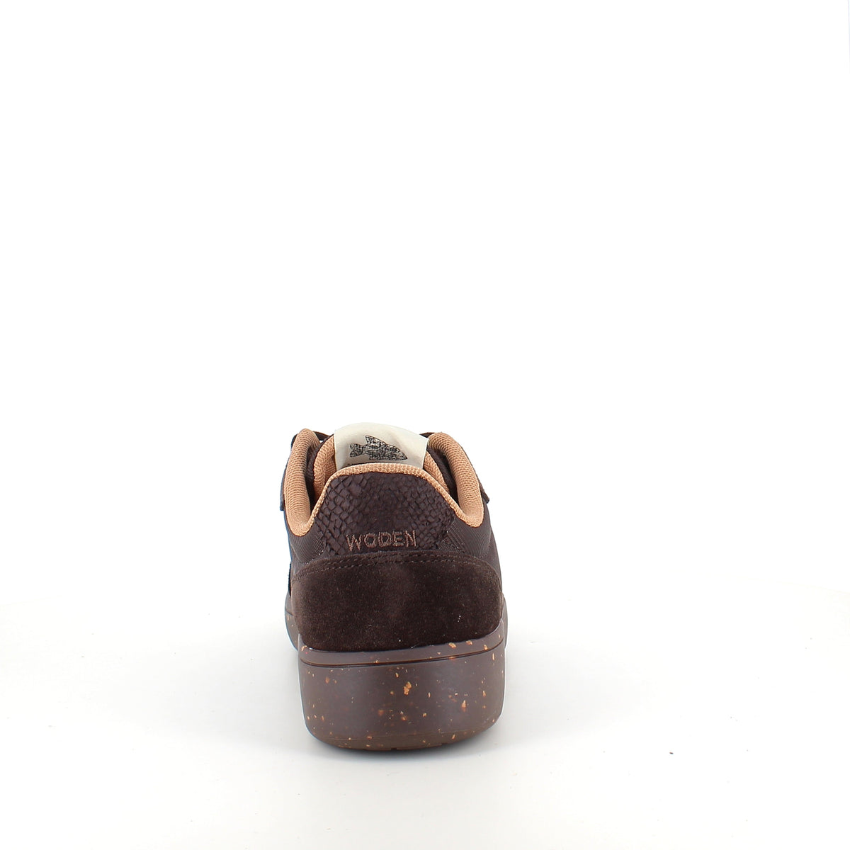 Woden Line Sneak – mørkebrun sneaker med gulldetaljer og myk komfort