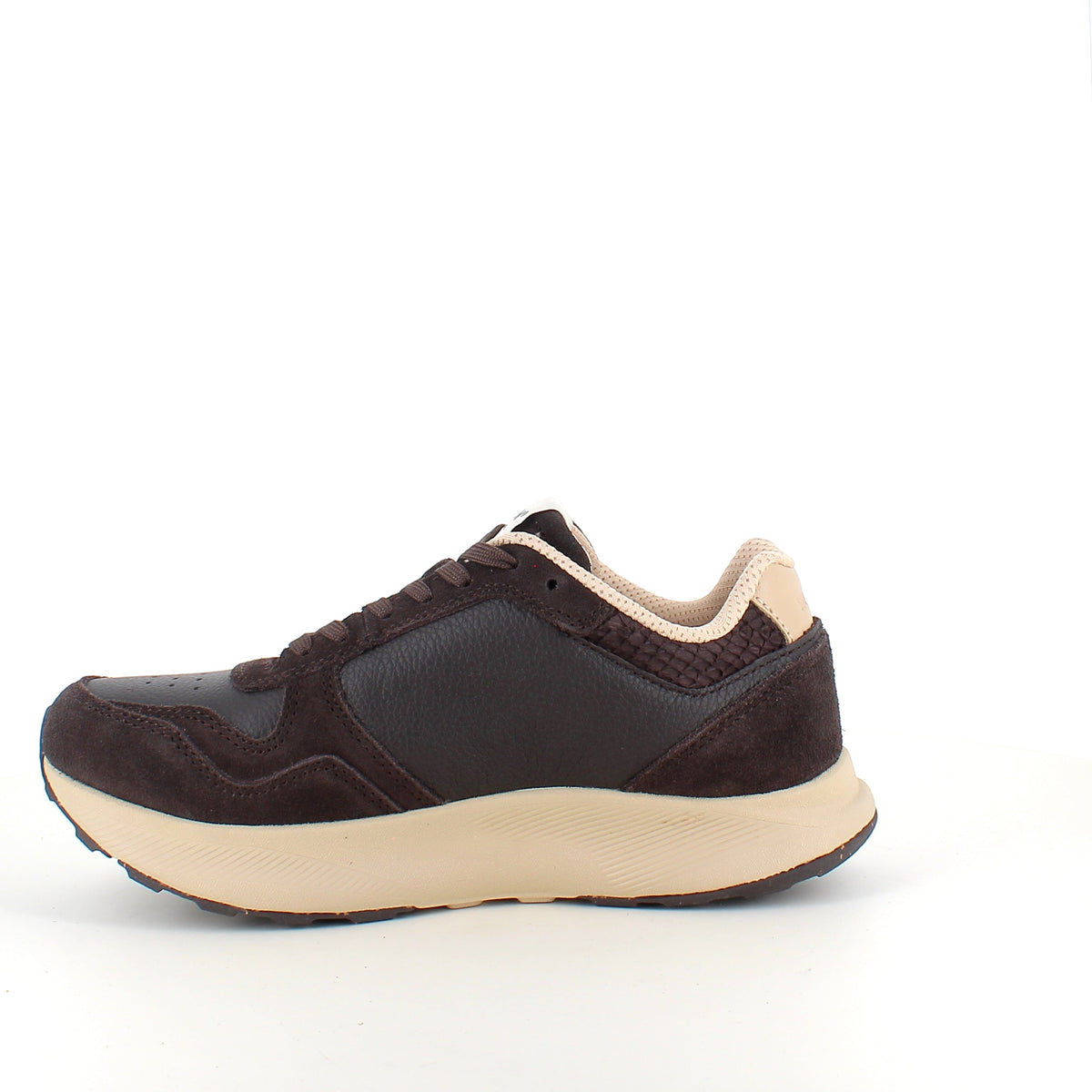 Mathilde Runner Leather – sjokoladebrun Woden sneaker med lett rullesåle