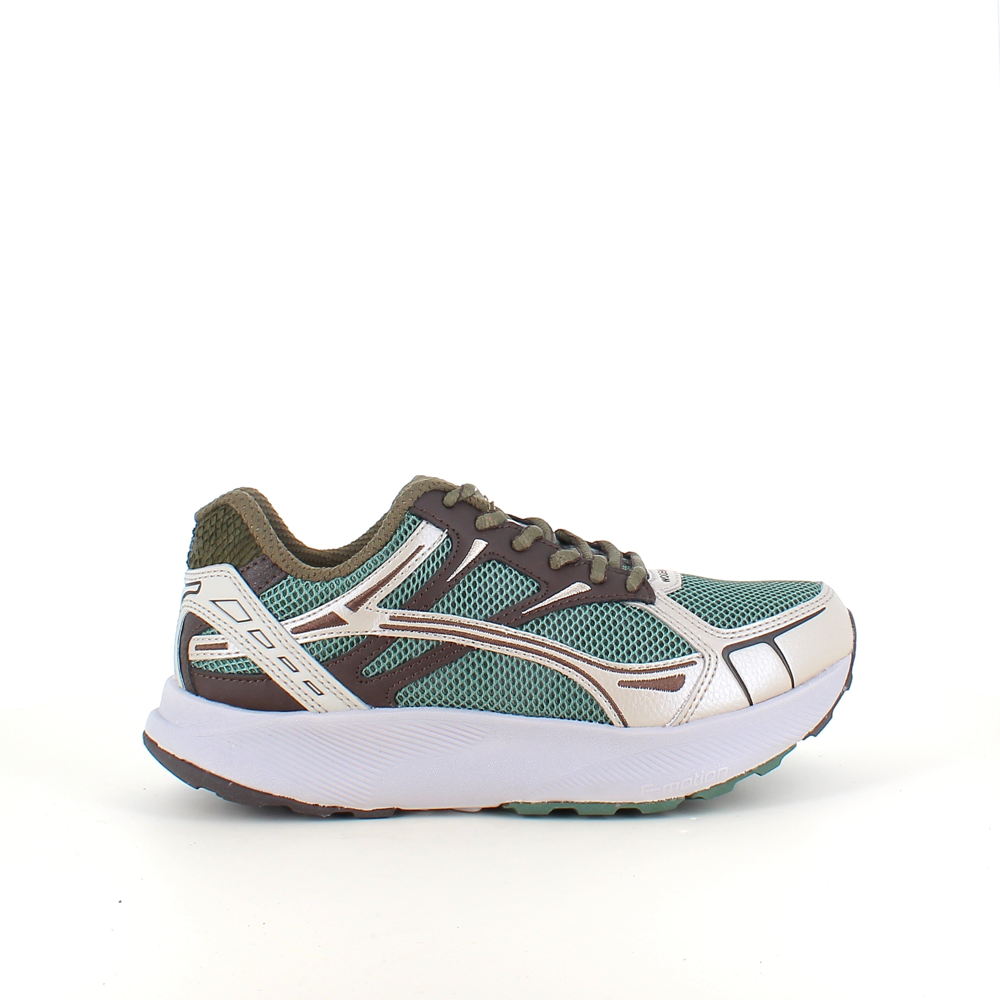 Woden Freja Runner – olivengrønn/brun sneaker med lett rullesåle