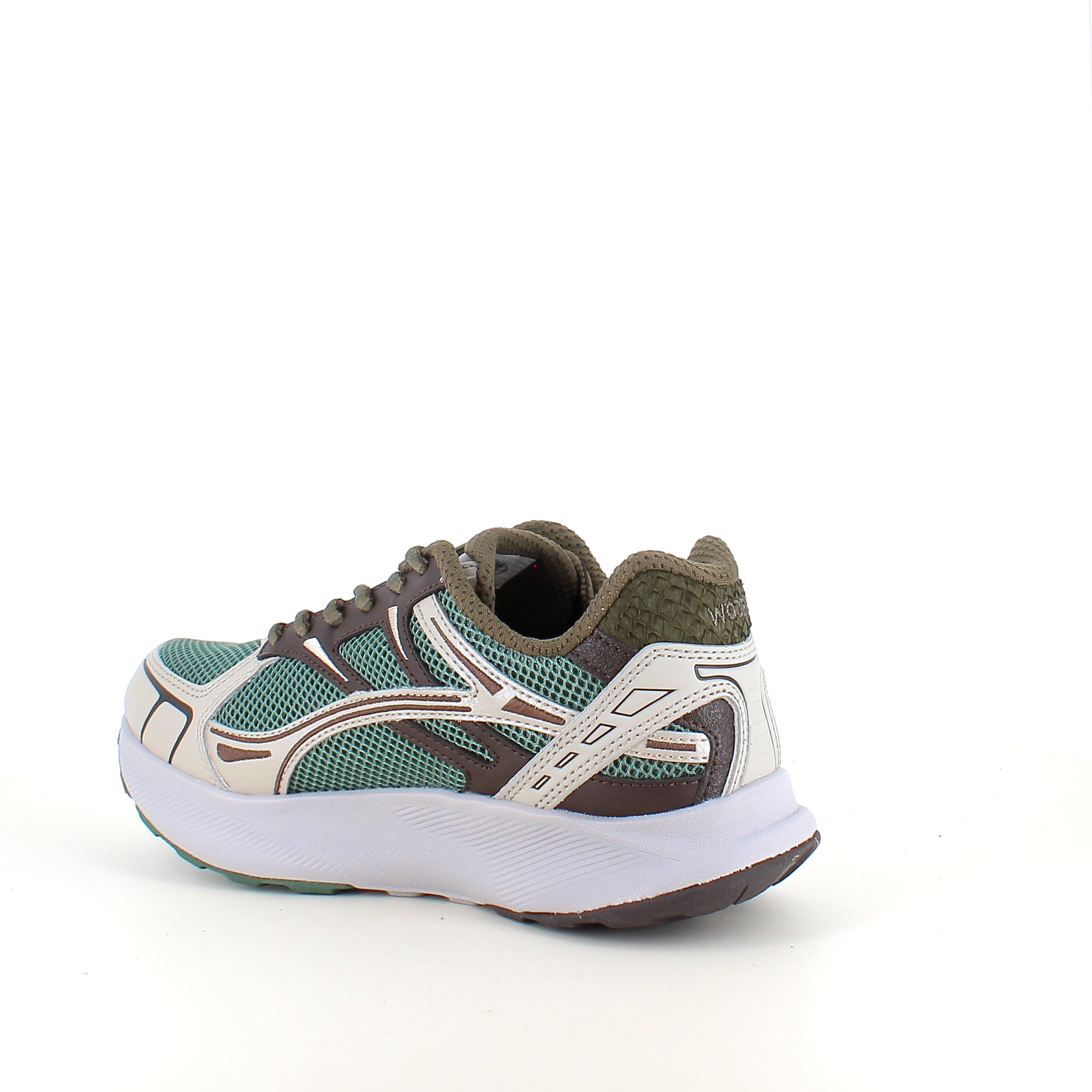 Woden Freja Runner – olivengrønn/brun sneaker med lett rullesåle