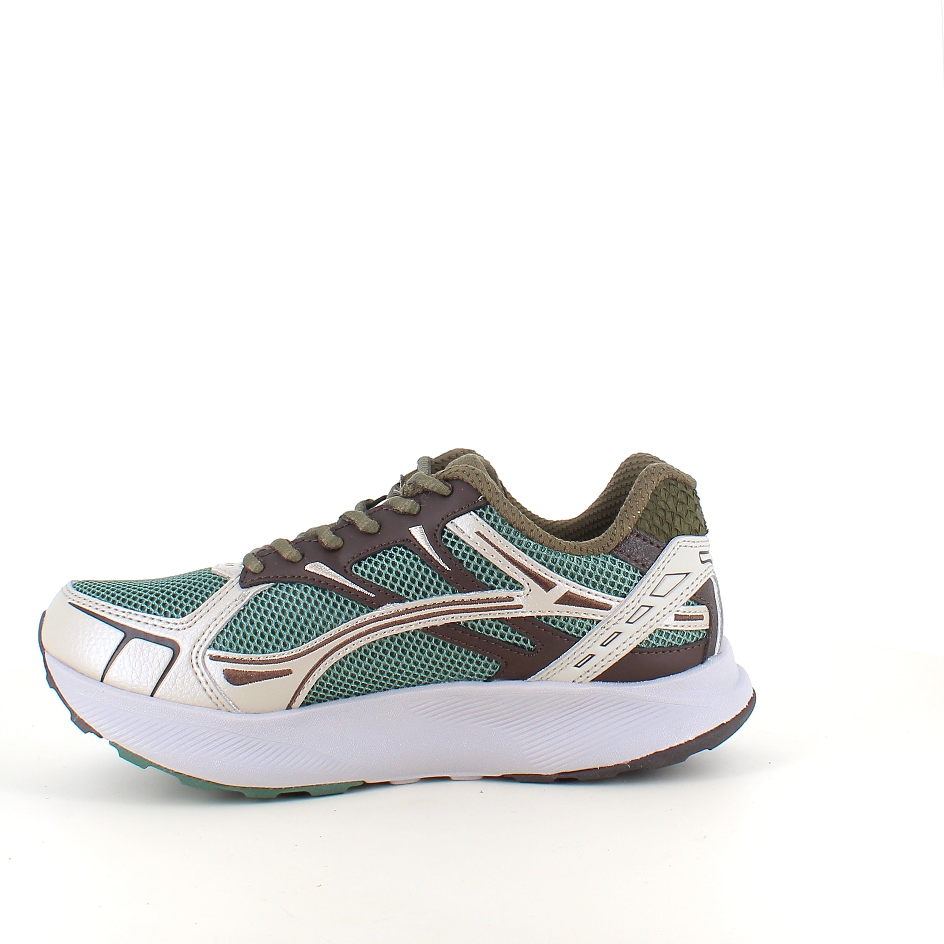 Woden Freja Runner – olivengrønn/brun sneaker med lett rullesåle