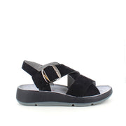 Elegant svart skinnsandal med støtte i fotbuen