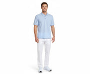 Nybo Lyseblå Herre Basic Poloshirt, kortermet, slitesterk, ribbdetaljer, brystlomme