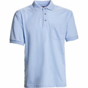 Nybo Lyseblå Herre Basic Poloshirt, kortermet, slitesterk, ribbdetaljer, brystlomme